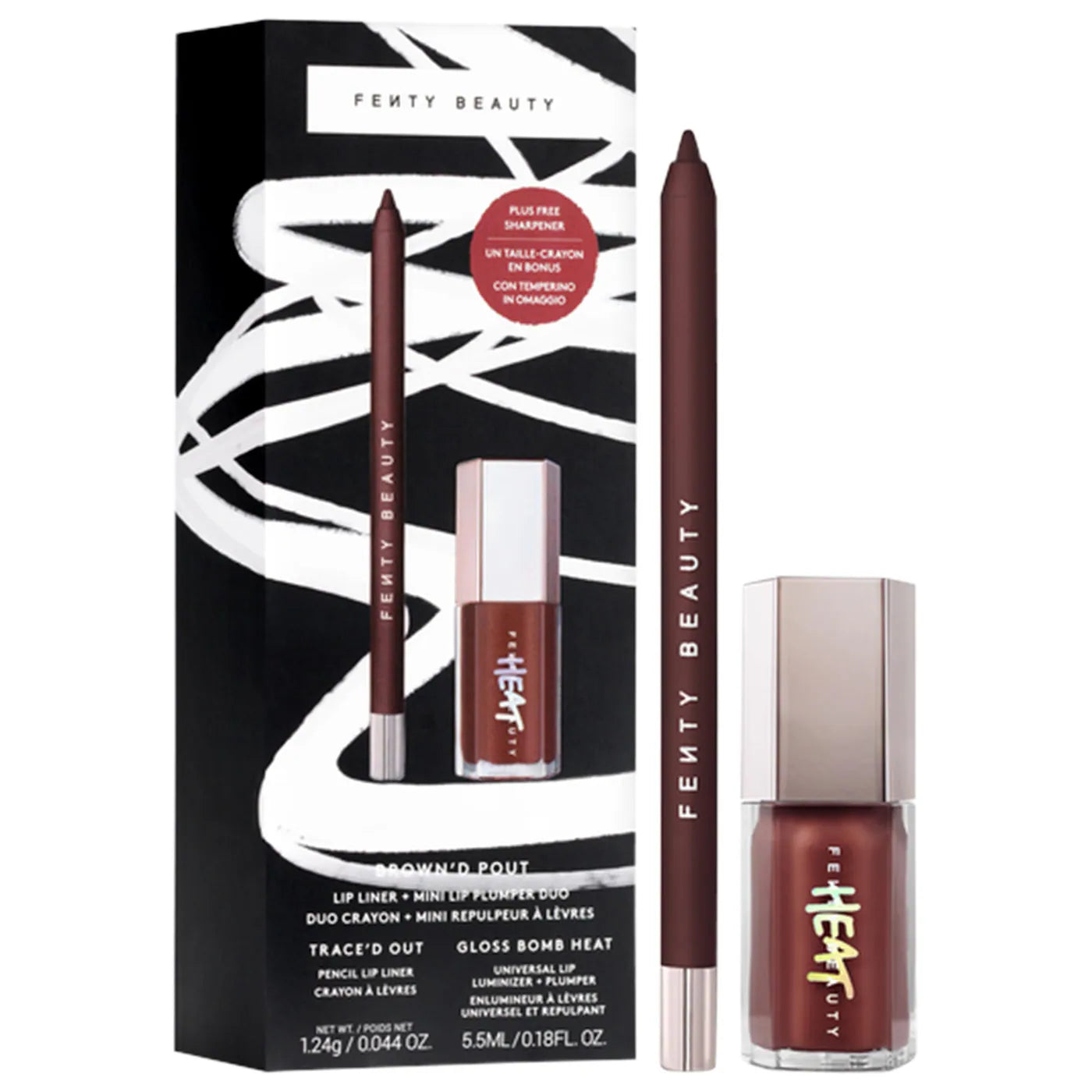 Fenty Beauty by  Rihanna  Delineador de labios Brown'd Pout + Mini Lip Plumper Duo
