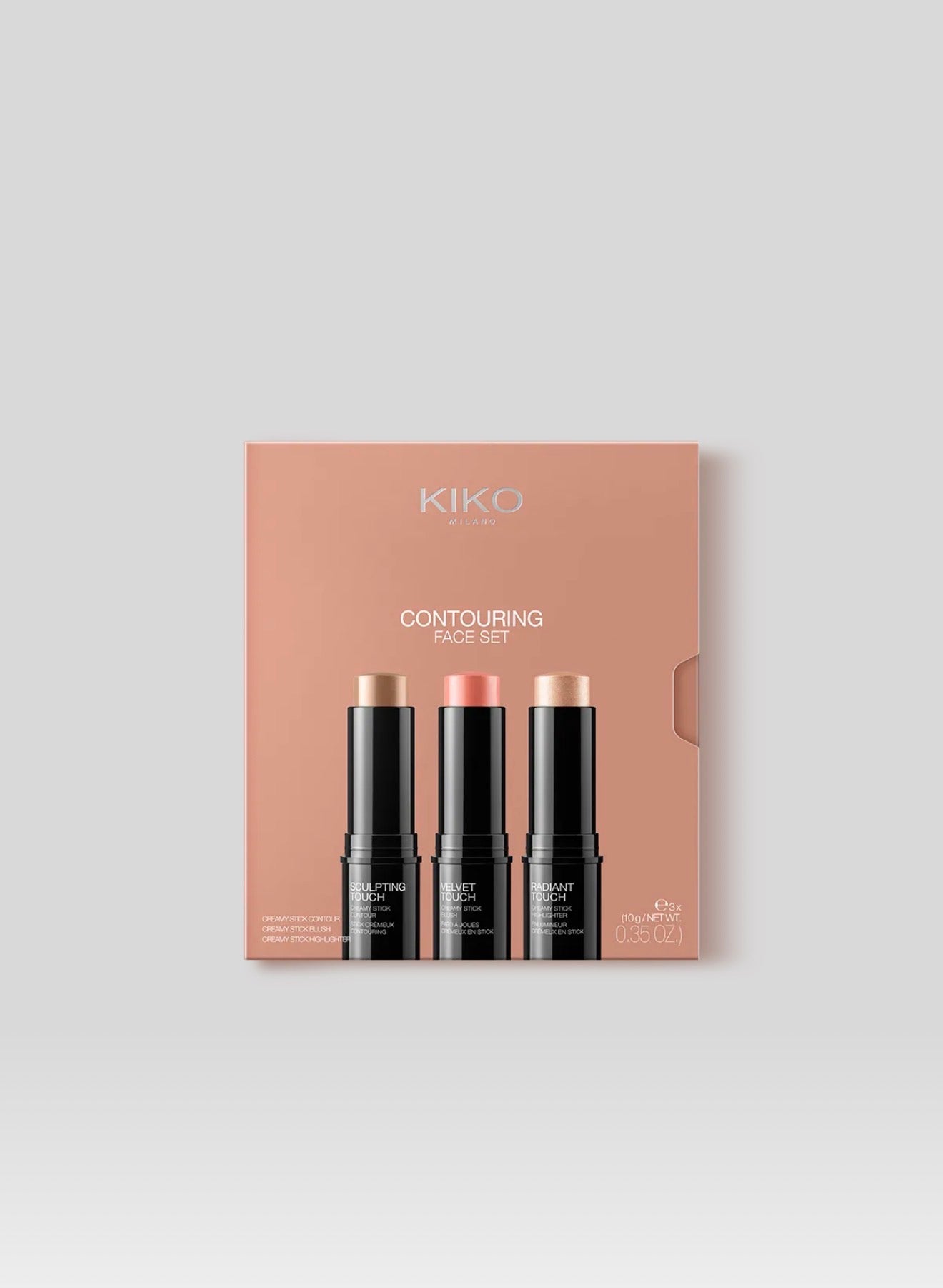 kiko MilanoContouring Face Set
Kit de maquillaje facial con 3 sticks: colorete, iluminador y contorno facial