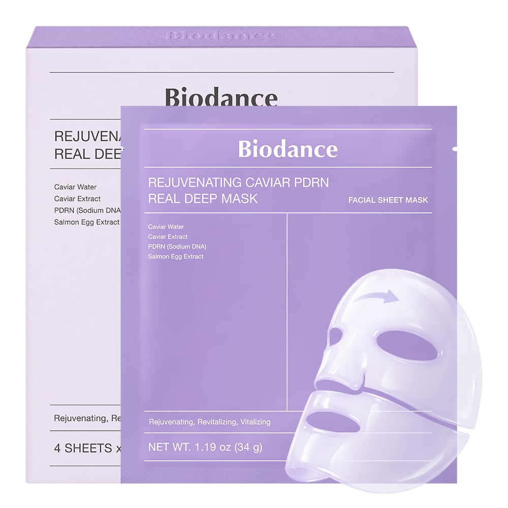 BIODANCE Pack x 4  Mascarilla profunda PDRN de caviar rejuvenecedor, mascarilla facial de hidroge