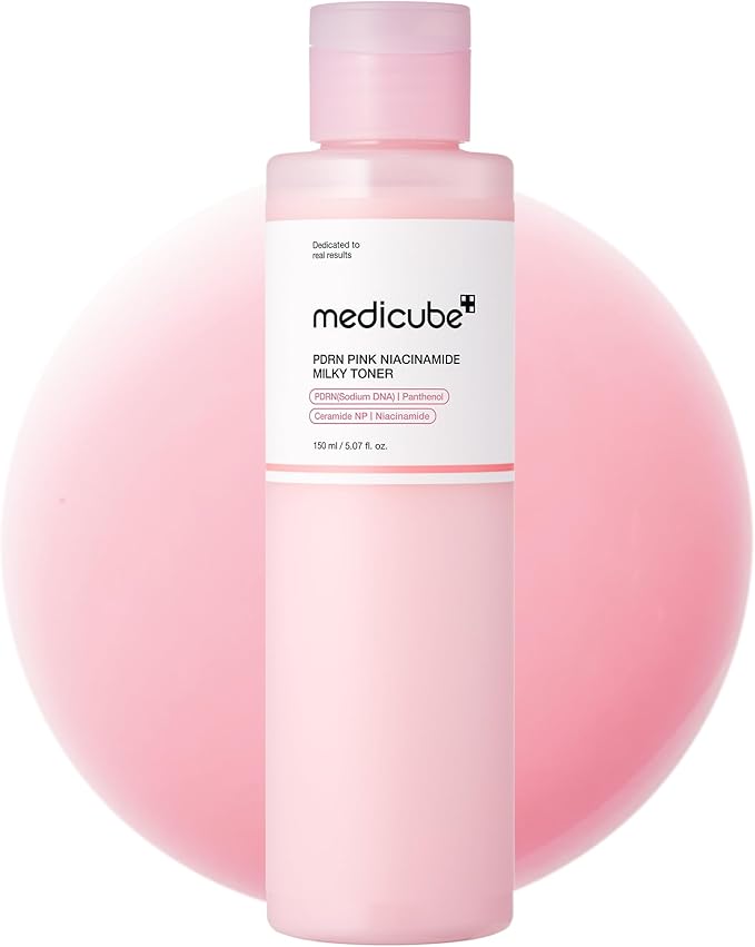 Medicube PDRN  Niacinamide -Pink Milky Toner de niacinamida rosa para hidratar, humectar, calmar, ceramida, péptido, piel con brillo cristalino, cuidado de la piel coreano | 150ml