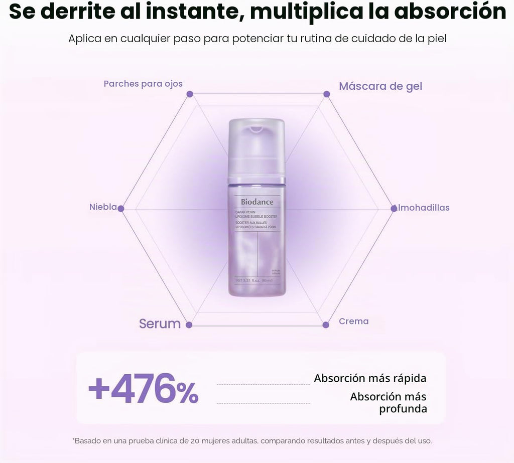 BIODANCE Caviar PDRN - esencia de espuma de microburbujas para piel opaca y debilitada, nutrición profunda