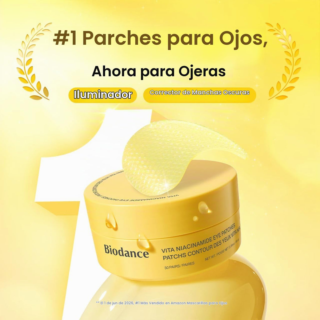 BIODANCE Vita - Parches de niacinamida para ojos, ojeras y manchas opacas para cara, máscara debajo de los ojos para tono de piel desigual