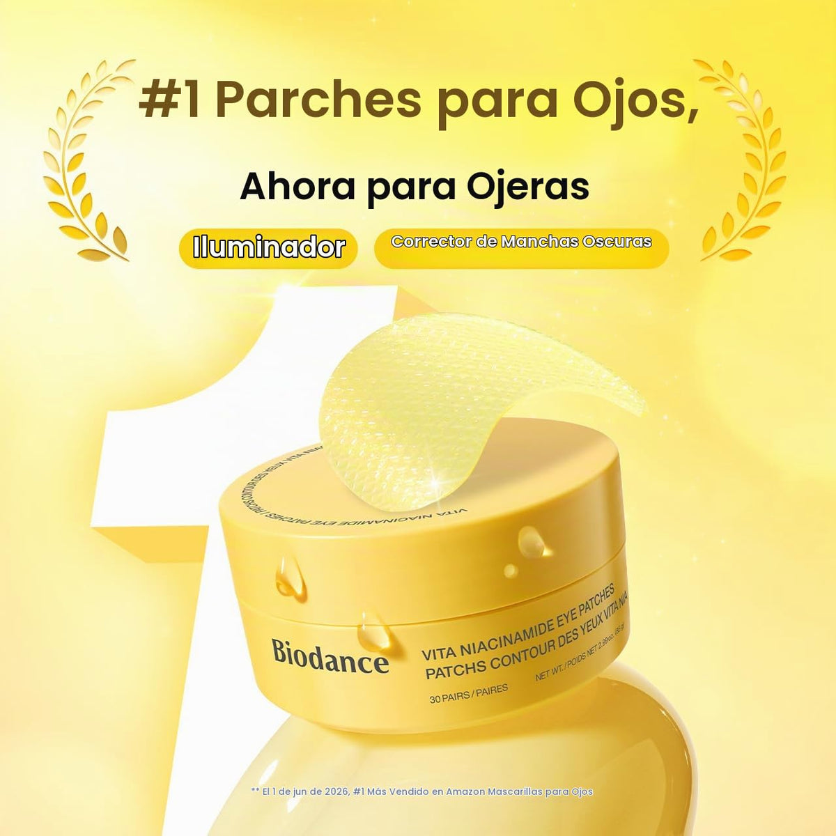 BIODANCE Vita - Parches de niacinamida para ojos, ojeras y manchas opacas para cara, máscara debajo de los ojos para tono de piel desigual