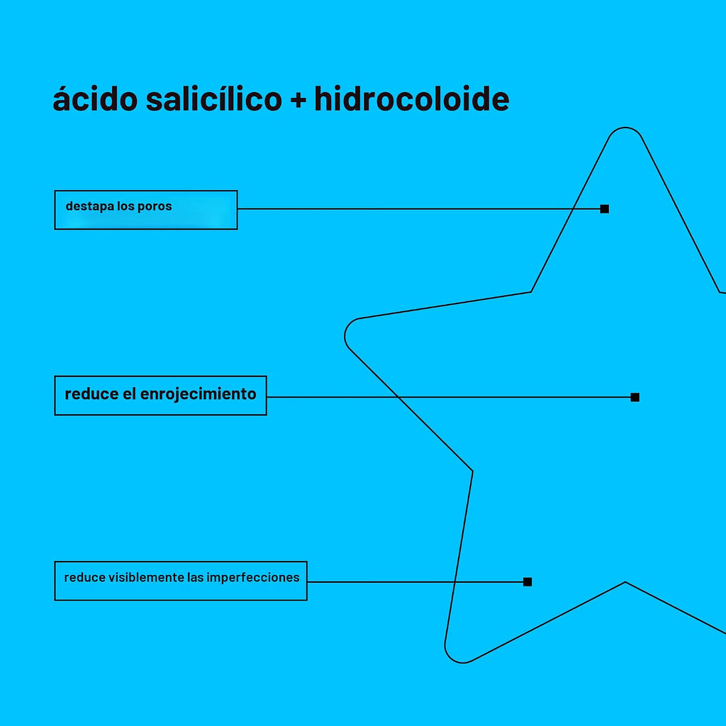 Starface Hydro-Star® Big Blue Compact + Parche de estrella hidrocoloide, 32 | Probado por dermatólogos, compacto con espejo recargable
