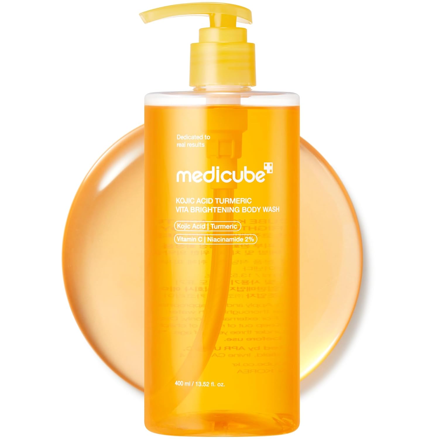 medicube Jabón corporal iluminador de ácido kójico y cúrcuma | Gel de ducha suave para piel irregular | Niacinamida, vitamina C,