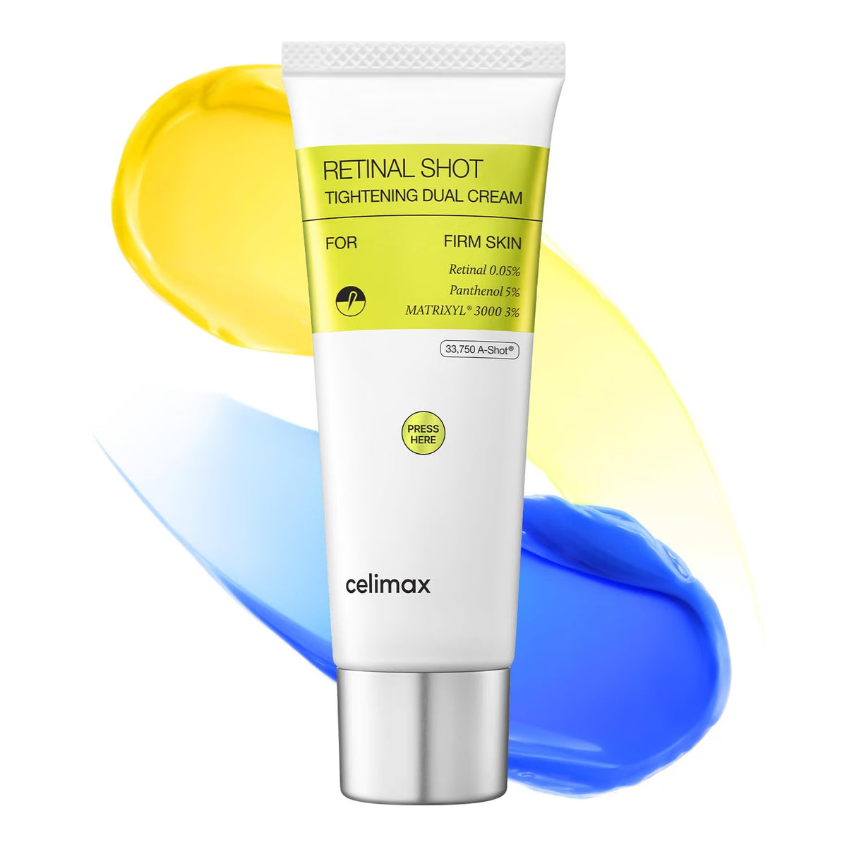celimax The Vita-A Retinal Shot - Crema doble de apriete | 0.05% retinal, 3% matrixilo, 5% pantenol, retinoide de alta resistencia para antienvejecimient