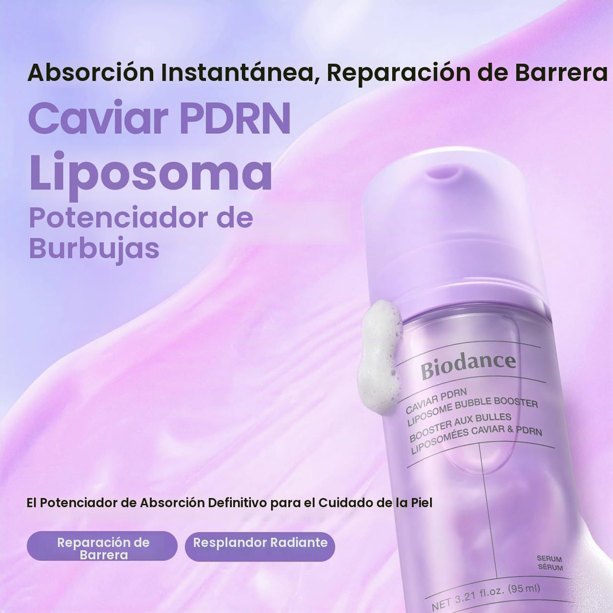 BIODANCE Caviar PDRN - esencia de espuma de microburbujas para piel opaca y debilitada, nutrición profunda