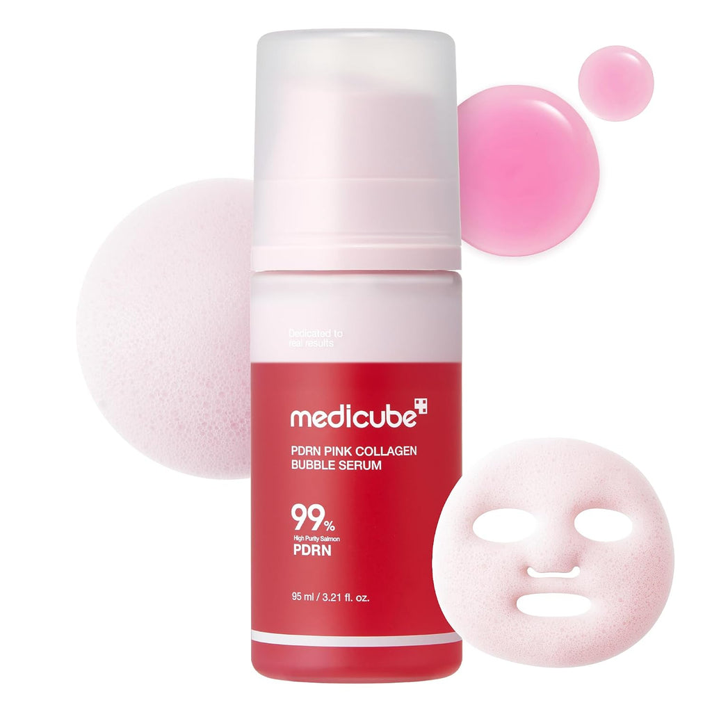Medicube PDRN - Suero de burbujas de colágeno rosa | Suero reafirmante con 99% de pureza PDRN y colágeno
