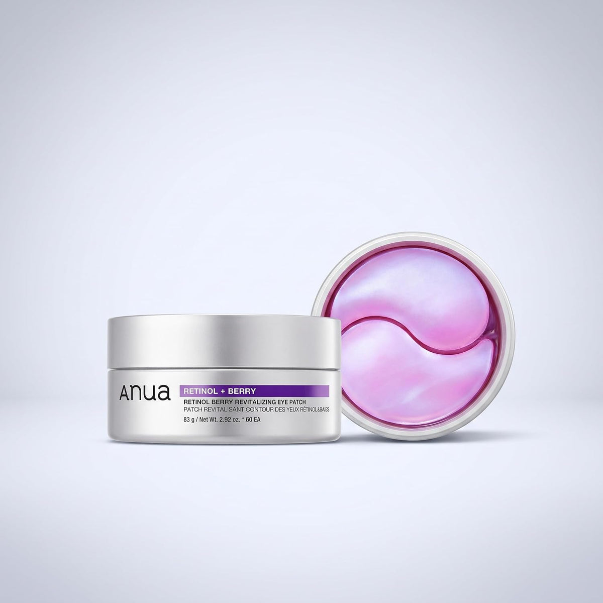 ANUA Retinol Berry Eye Patches, 60 unidades | Máscara de hidrogel para ojos hinchados, ojeras y líneas finas, niacinamida de cafeína, cuidado de la piel coreano