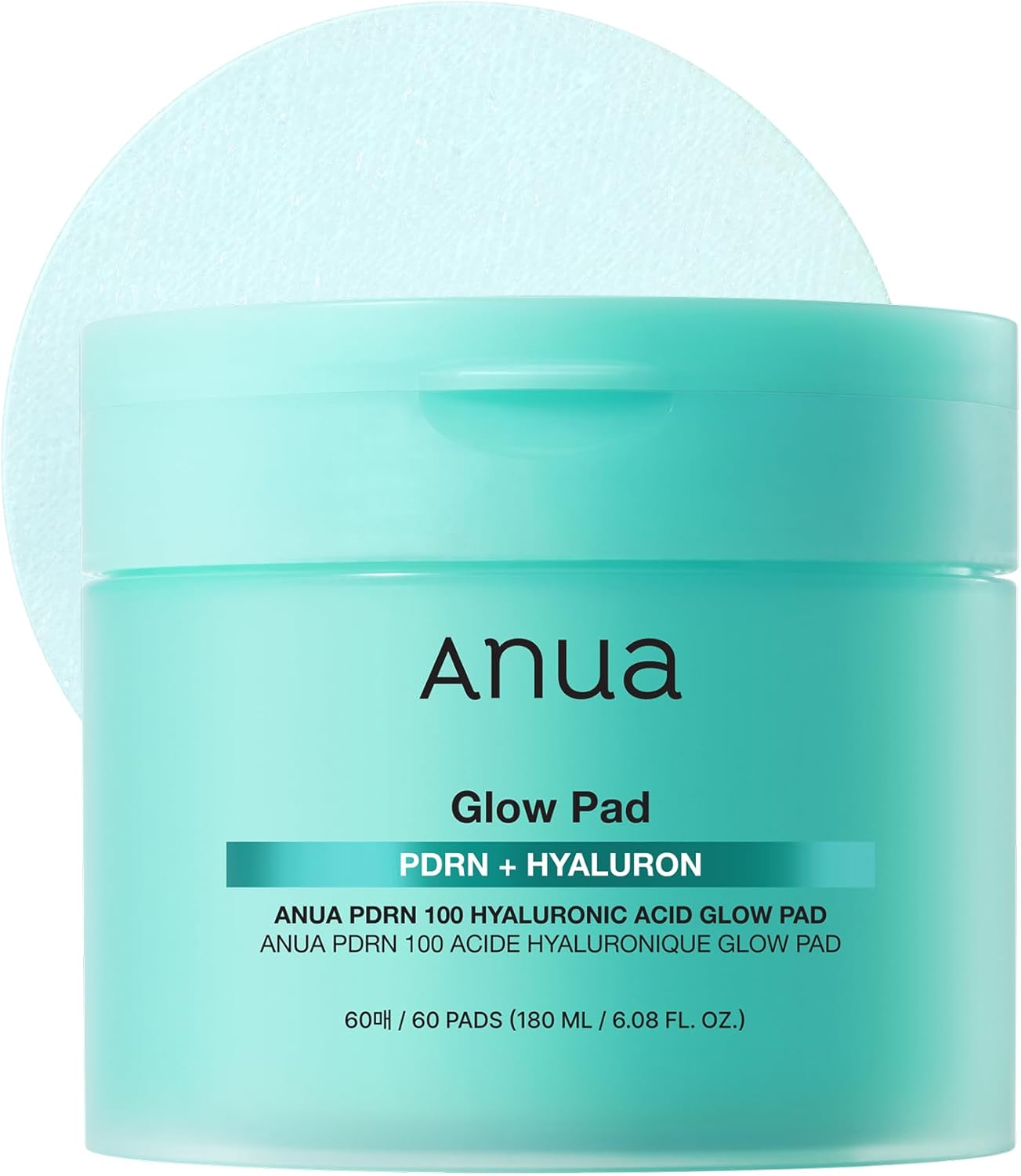 Anua PDRN 60 Pad - Ácido hialurónico, almohadillas de tóner hidratantes de doble textura, ADN de salmón y colágen