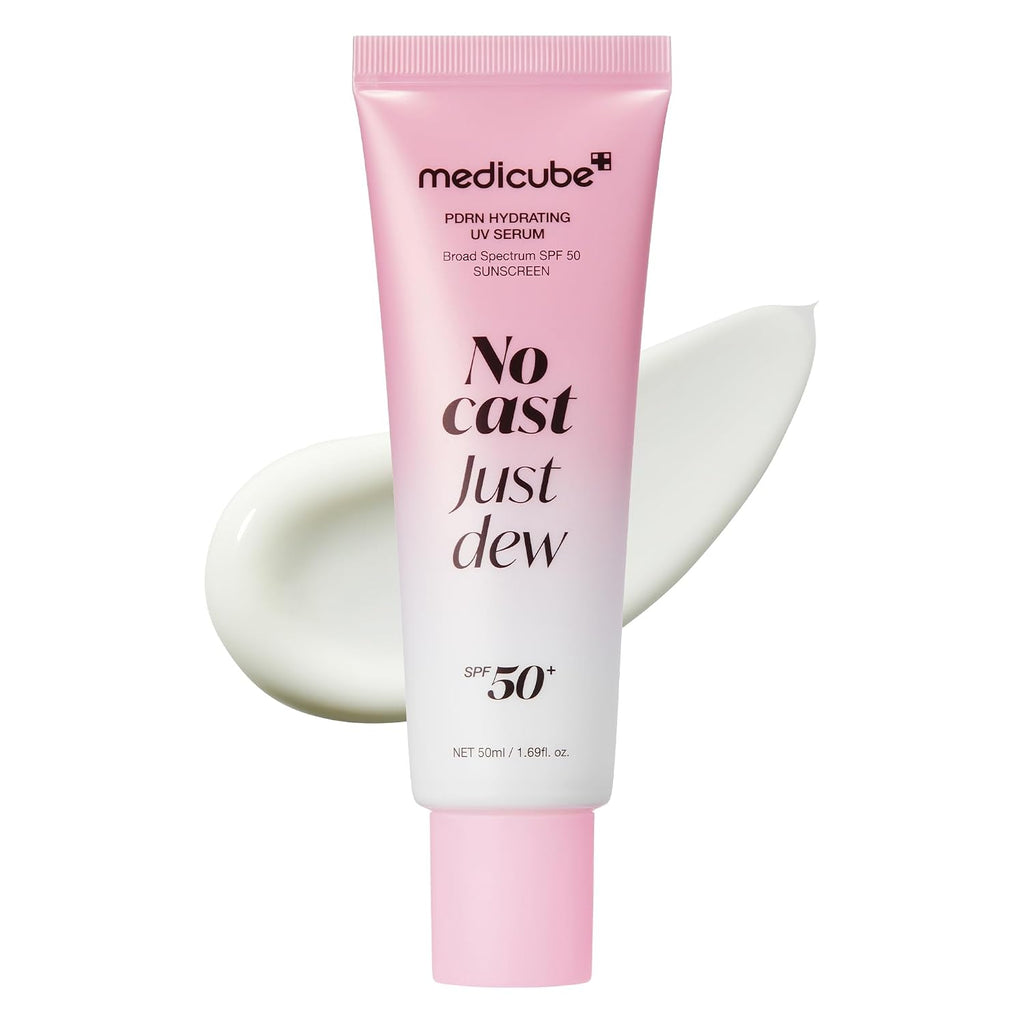Medicube Protector  No Cast Just Dew PDRN - Suero solar hidratante UV  SPF 50