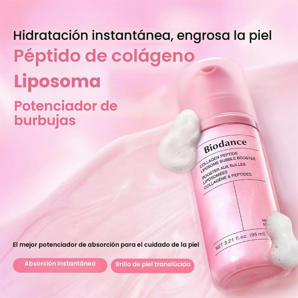 BIODANCE Péptido de colágeno Lipsome Bubble Booster, esencia de espuma de microburbujas para elasticidad y relleno, hidratación y preparación de la piel, cuidado coreano de la piel