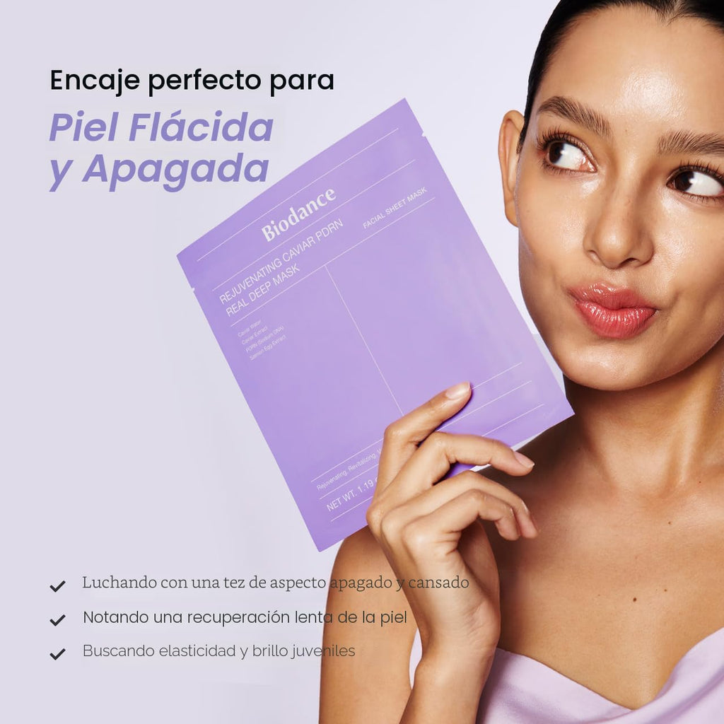 BIODANCE Pack x 4  Mascarilla profunda PDRN de caviar rejuvenecedor, mascarilla facial de hidroge