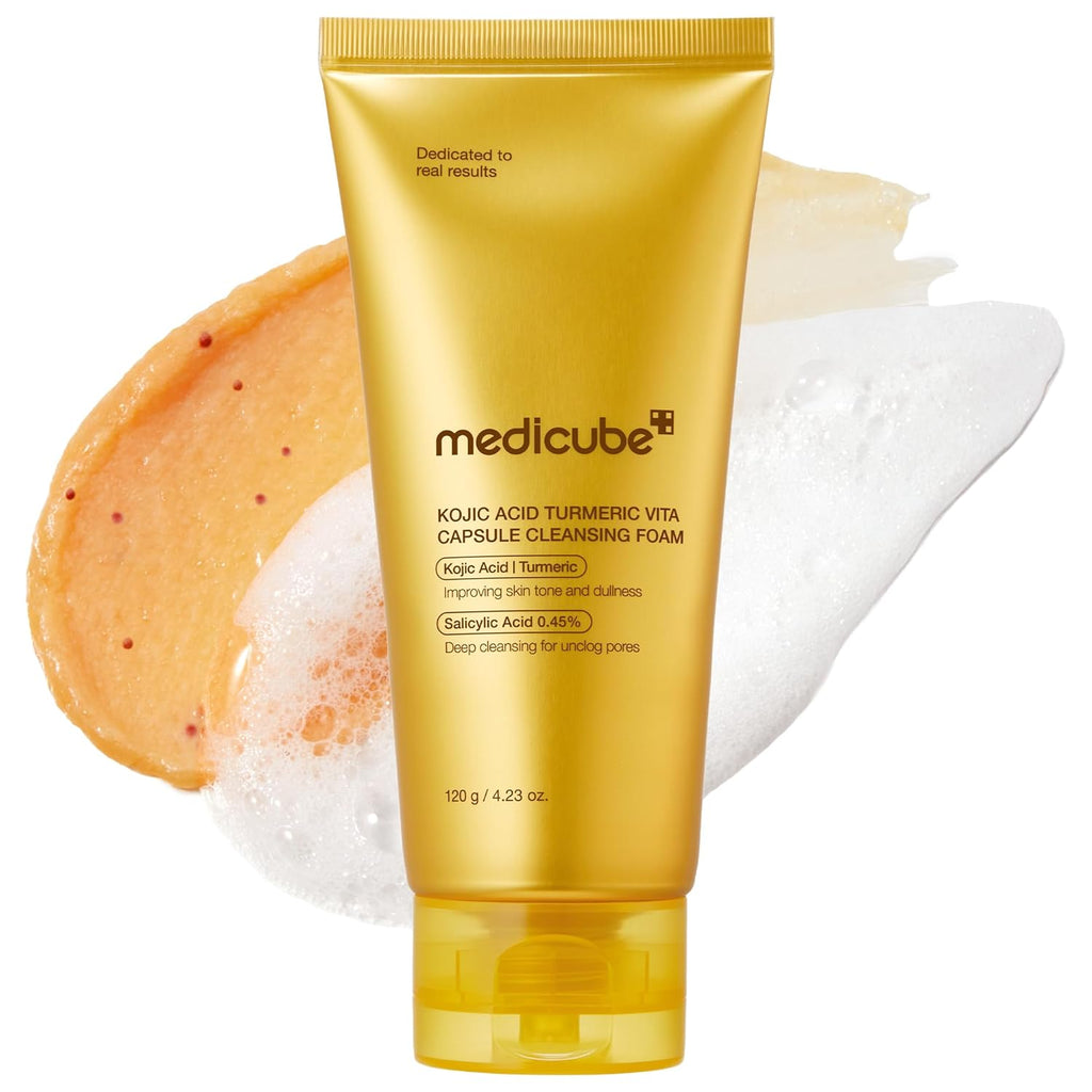 Medicube Limpiador Facial Espuma en Cápsula de Cúrcuma | para Equilibrar el Tono y la Textura Desigual de la Piel