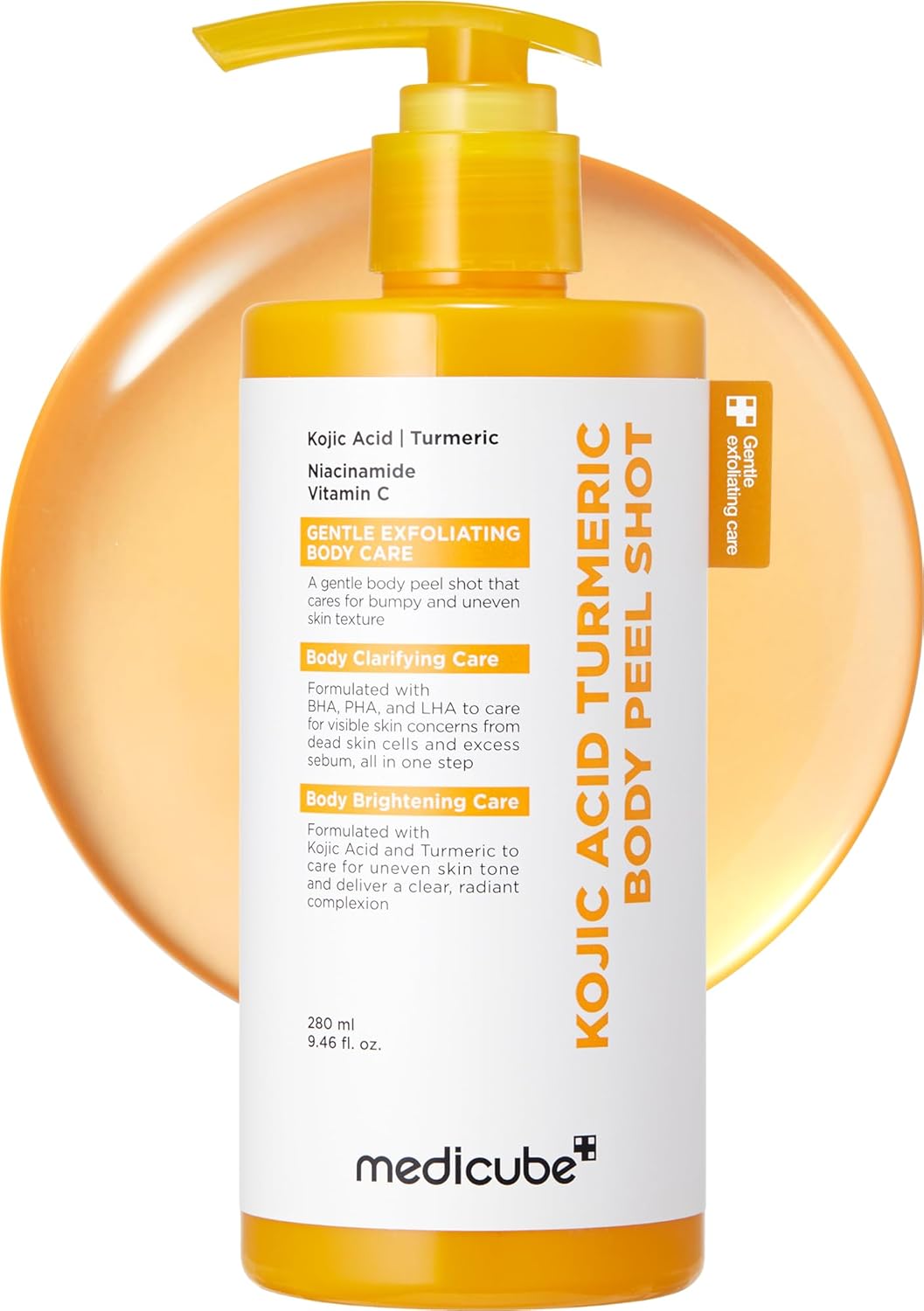 Medicube Body Peel Shot con ácido kójico y cúrcuma | Suero suave iluminador y exfoliante corporal