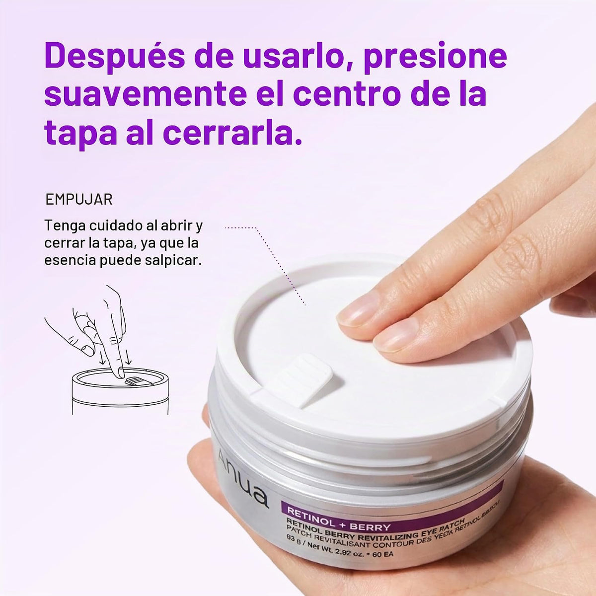 ANUA Retinol Berry Eye Patches, 60 unidades | Máscara de hidrogel para ojos hinchados, ojeras y líneas finas, niacinamida de cafeína, cuidado de la piel coreano
