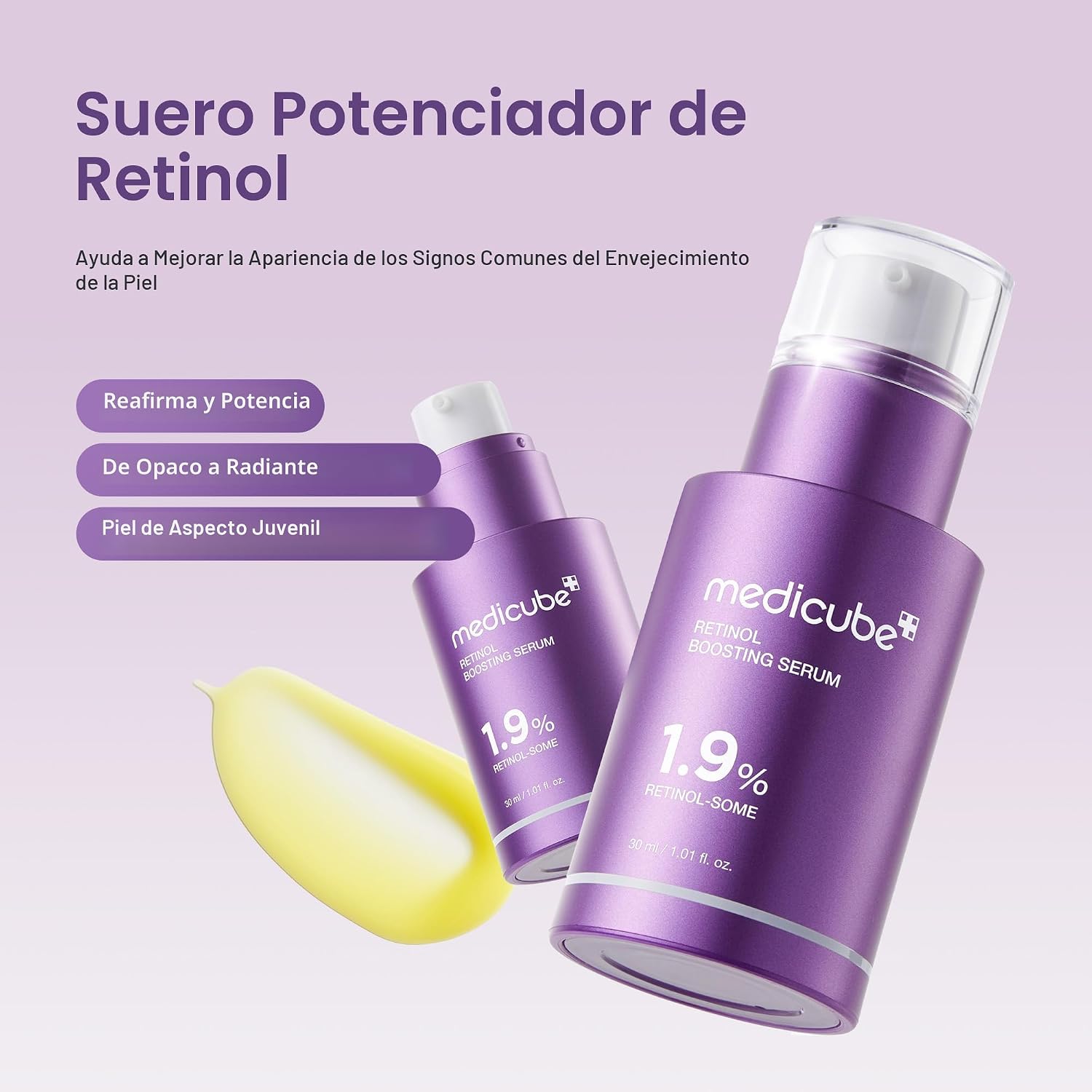 Medicube Suero potenciador de retinol , hidratación y relleno con retinol, péptidos y vitaminas