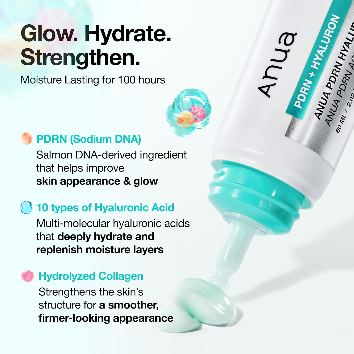 ANUA PDRN Crema Hidratante de Ácido Hialurónico 100, Hidratante ,  Colágeno-  Piel de Vidrio, Cuidado de la Piel Coreano
