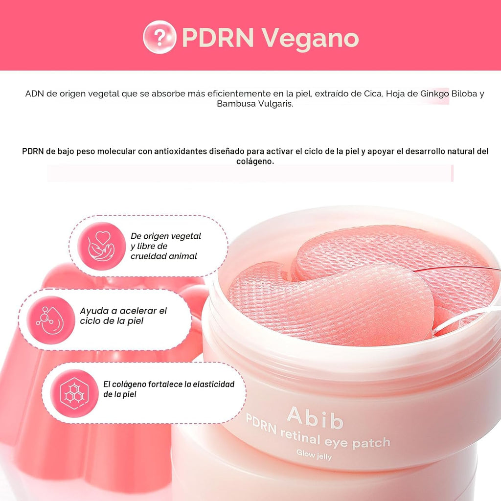 Abib - 60 Parches  para ojos con PDRN y retinal; mascarillas de hidrogel para ojeras, hinchazón, líneas finas