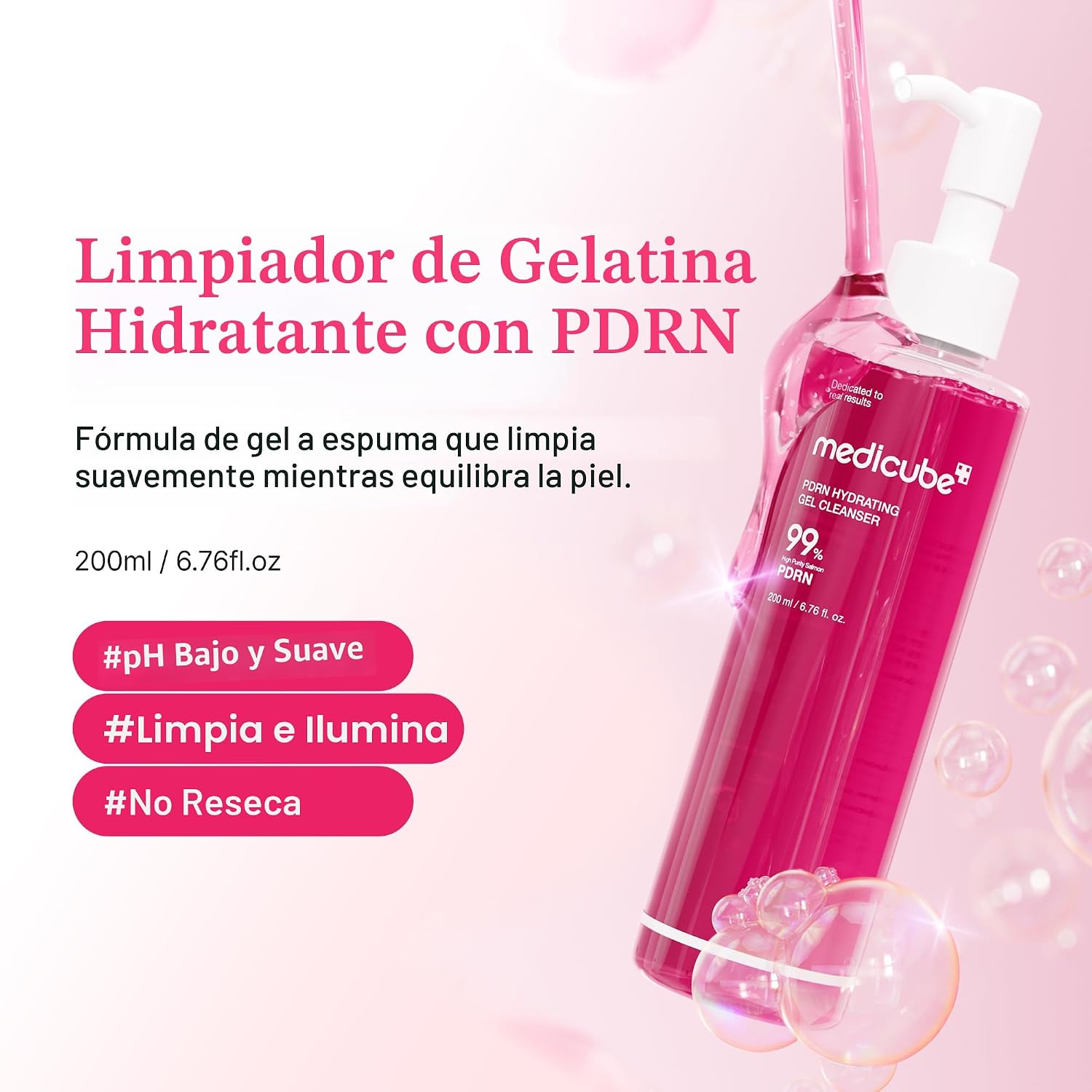 Medicube PDRN Jelly to Foam Cleanser | Limpiador hidratante de bajo pH para todo tipo de piel | Con PDRN, colágeno