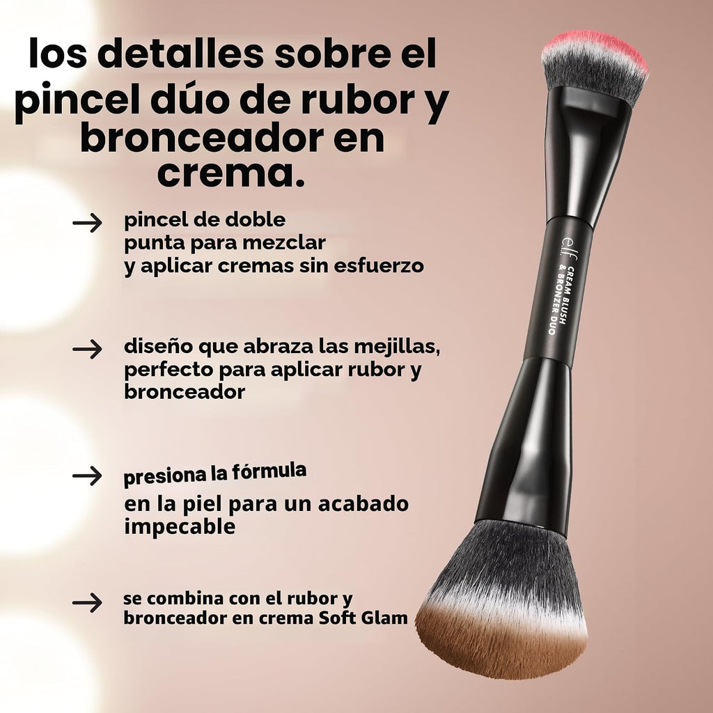 Elf Brocha -  Crema Blush & Bronzer Duo Brush 2 en 1