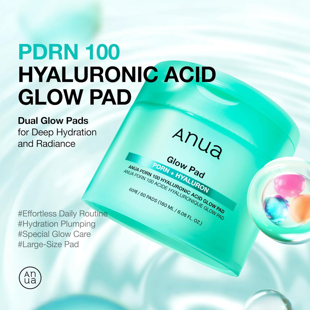 Anua PDRN 60 Pad - Ácido hialurónico, almohadillas de tóner hidratantes de doble textura, ADN de salmón y colágen