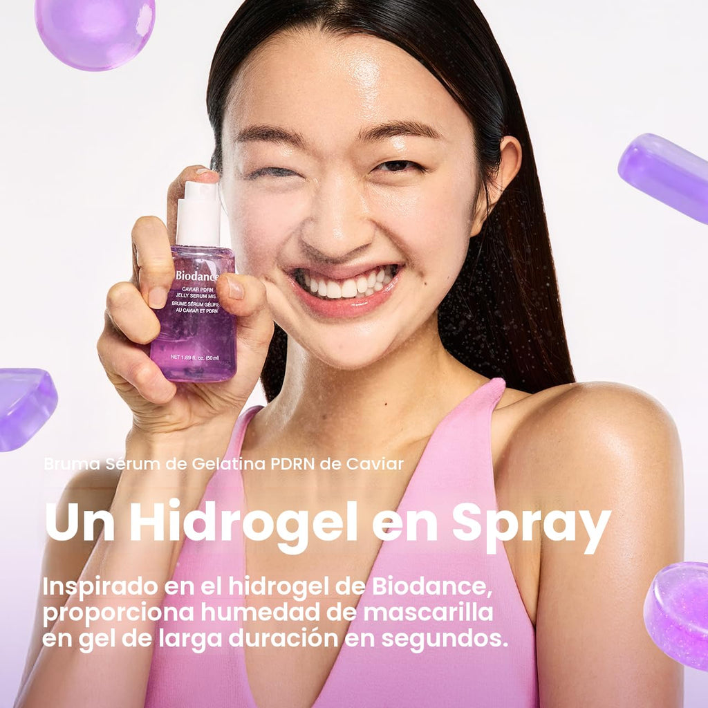 BIODANCE Caviar PDRN Jelly Serum Mist, spray facial hidratante, spray facial revitalizante y radiante, hidrogel