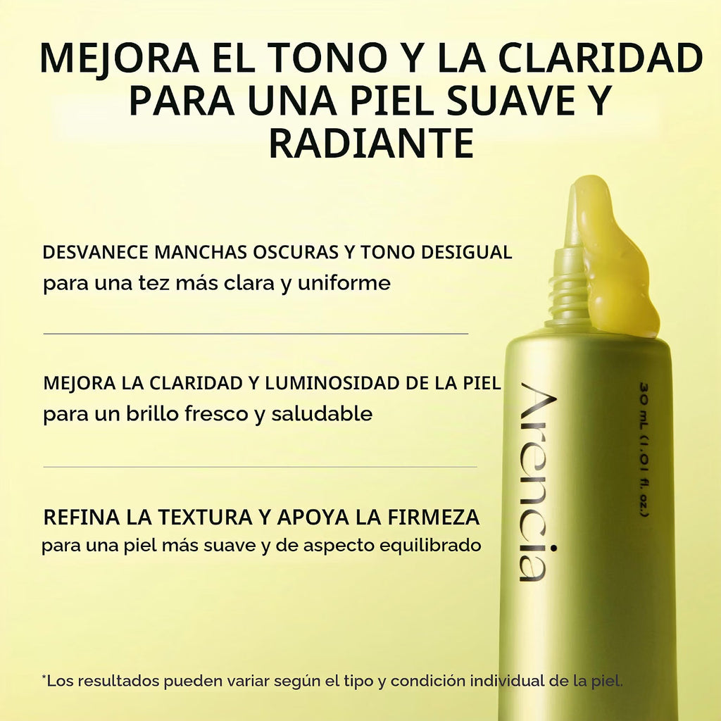 Arencia Suero de Impulso de Vitamina C con Glutatión, Niacinamida y Vitamina E para Piel Luminosa