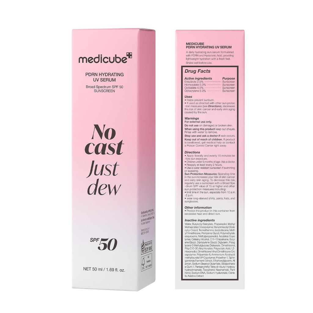 Medicube Protector  No Cast Just Dew PDRN - Suero solar hidratante UV  SPF 50