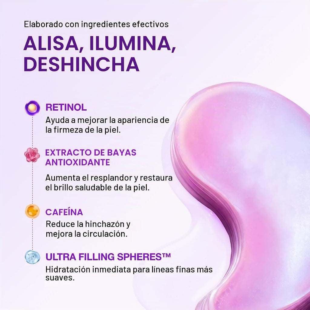 ANUA Retinol Berry Eye Patches, 60 unidades | Máscara de hidrogel para ojos hinchados, ojeras y líneas finas, niacinamida de cafeína, cuidado de la piel coreano