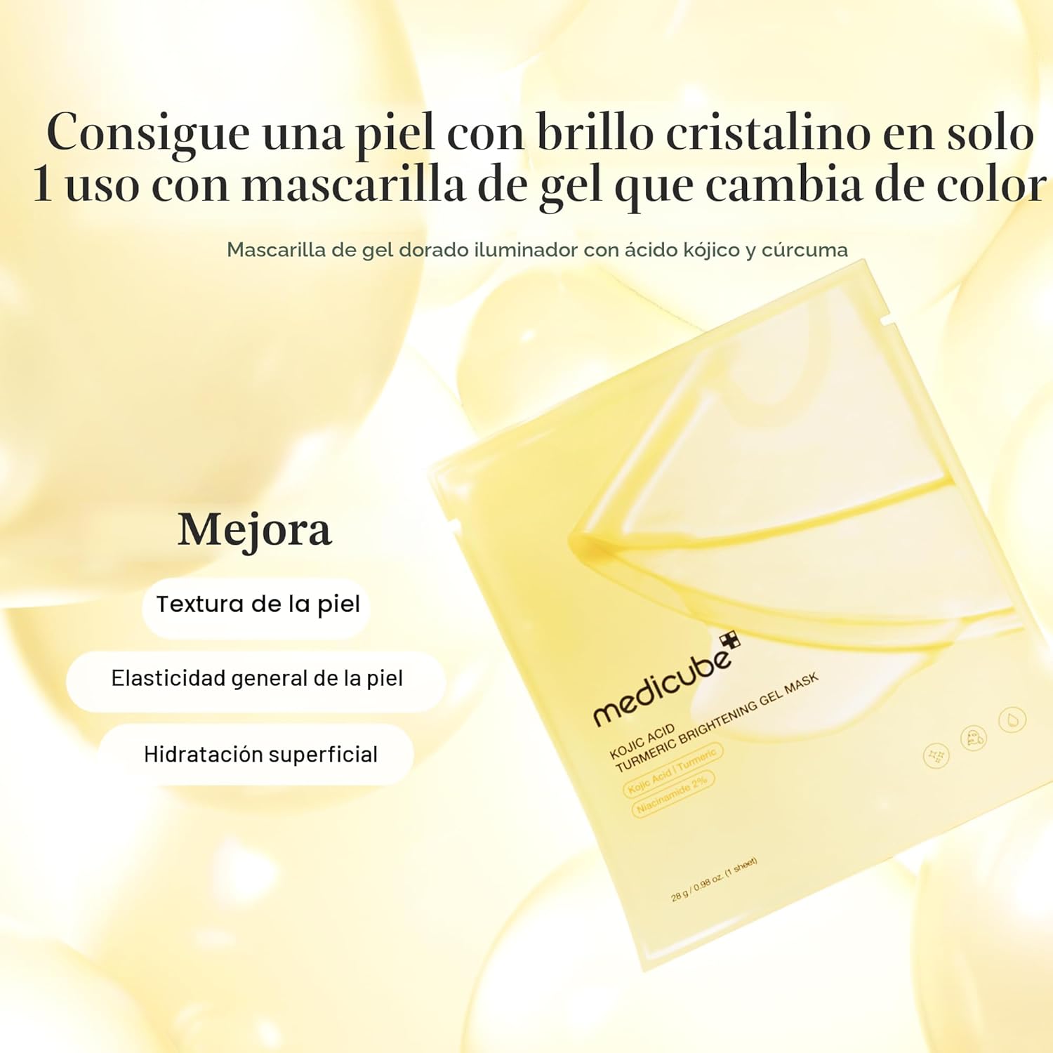 Medicube iluminador de Ácido Kójico y Cúrcuma | Mascarilla Facial Nocturna para Piel con Brillo Cristalino - Elasticidad, Hidratante, Reafirmante y Humectante