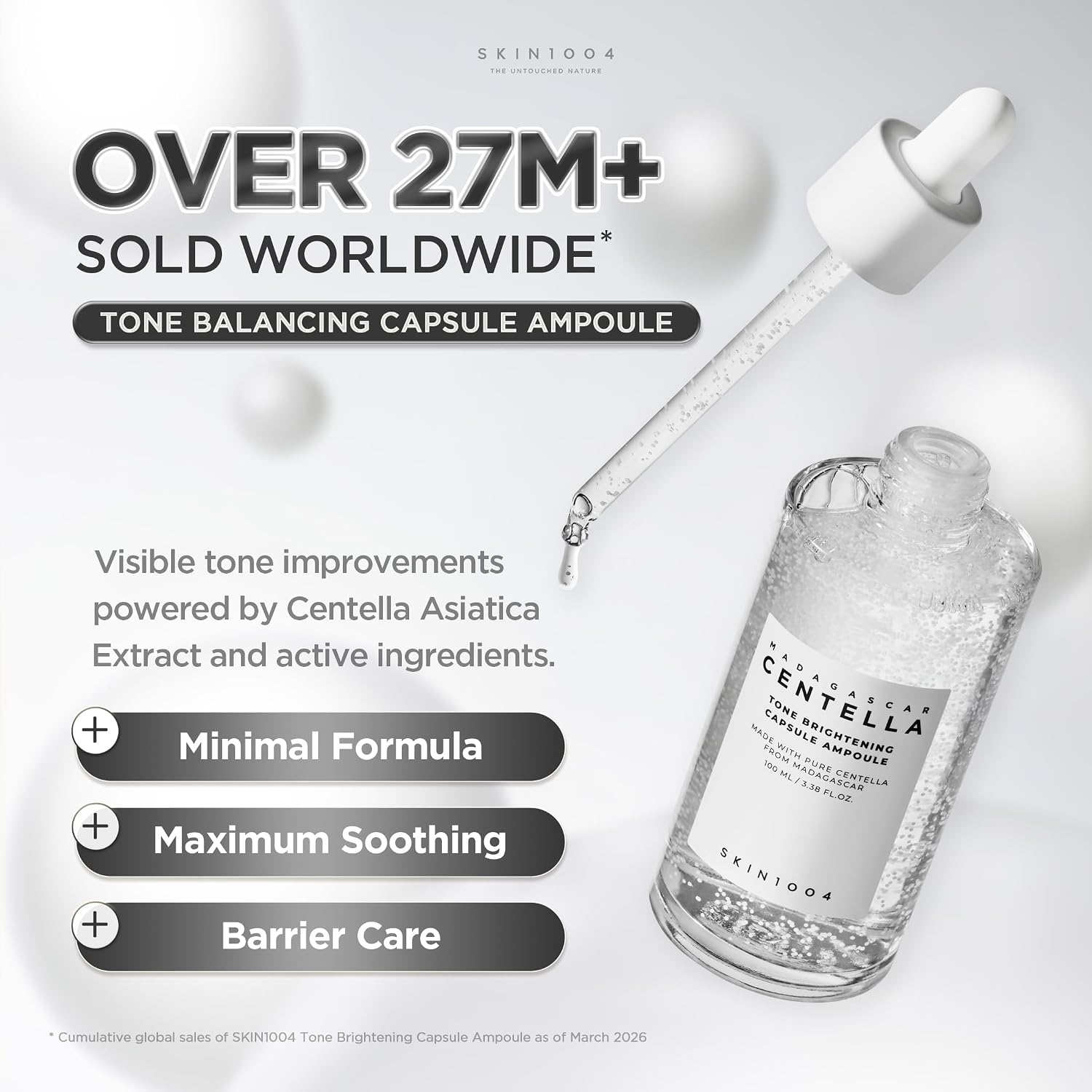 SKIN1004 Tone Brigthening 100 ml - serum de cápsulas equilibrador de tonos, suero de niacinamida y centella para cara, hidratante coreano para tono de piel desigual