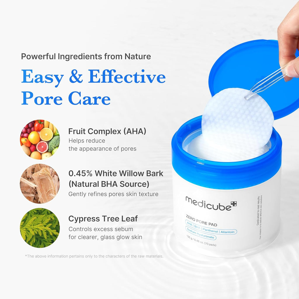 Medicube Almohadillas de tóner Zero Pore Pad 2.0 | Almohadilla facial de doble textura para exfoliación y cuidado de poros