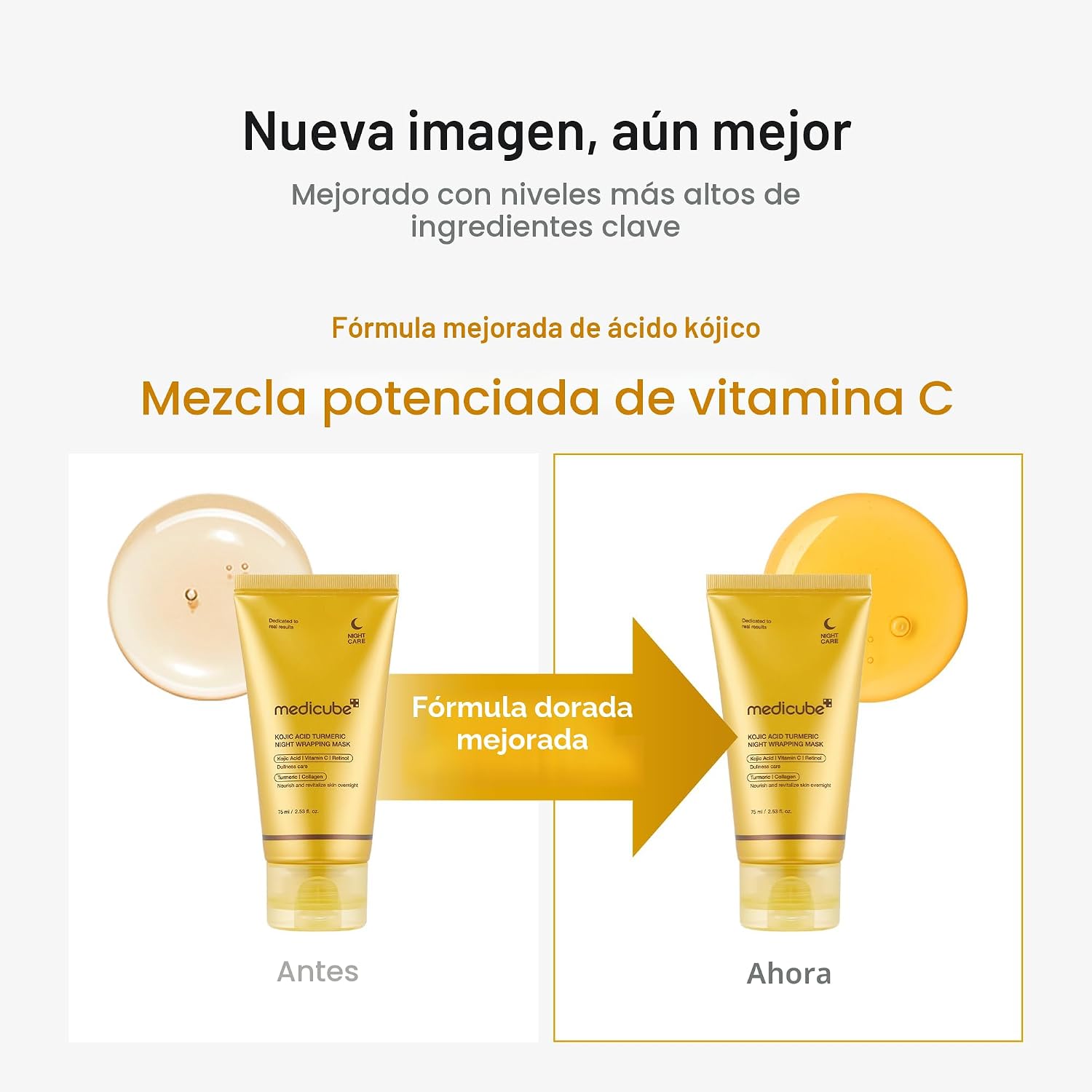 Medicube Máscara de envoltura de ácido kójico, cúrcuma, vitamina C durante la noche