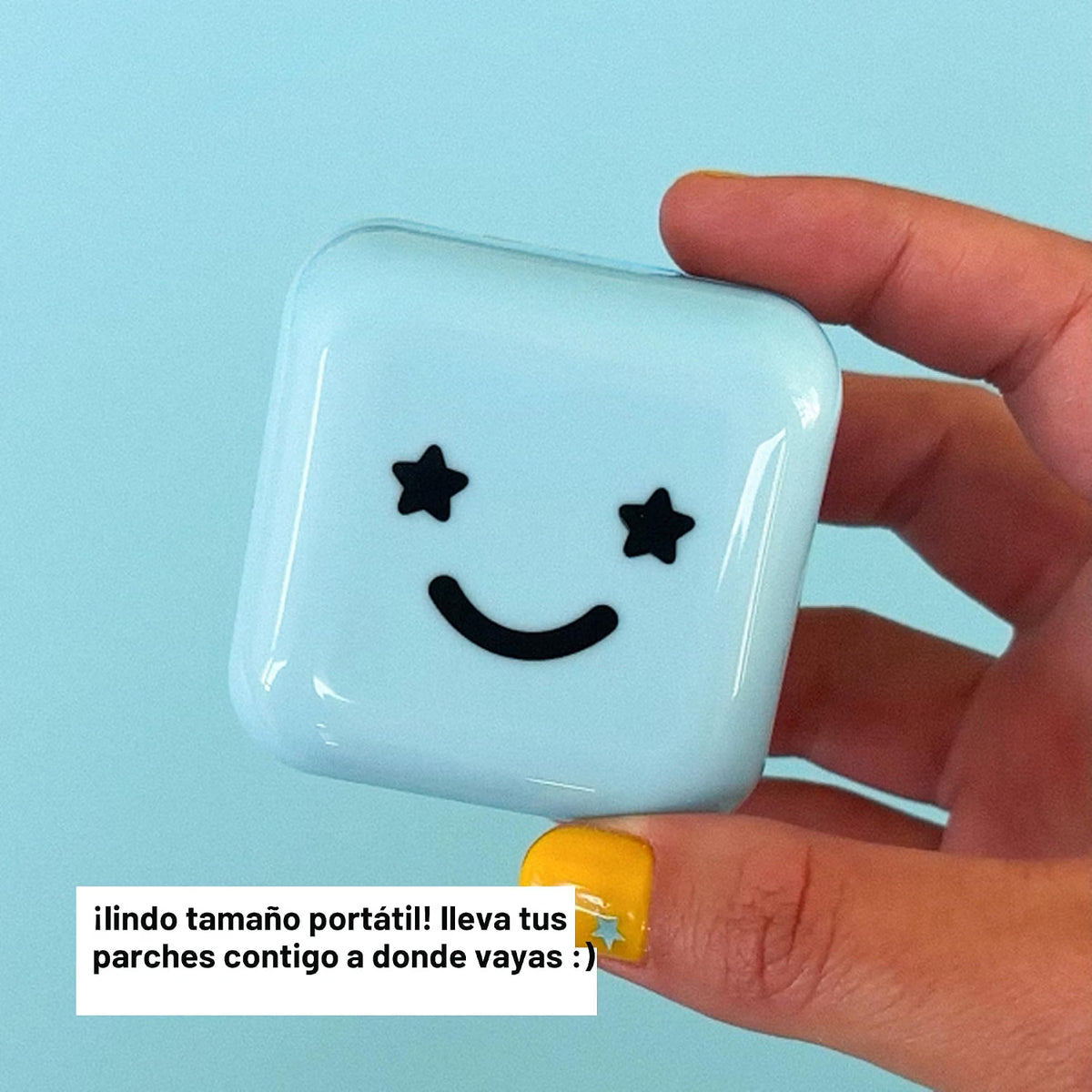 Starface Hydro-Star® Big Blue Compact + Parche de estrella hidrocoloide, 32 | Probado por dermatólogos, compacto con espejo recargable