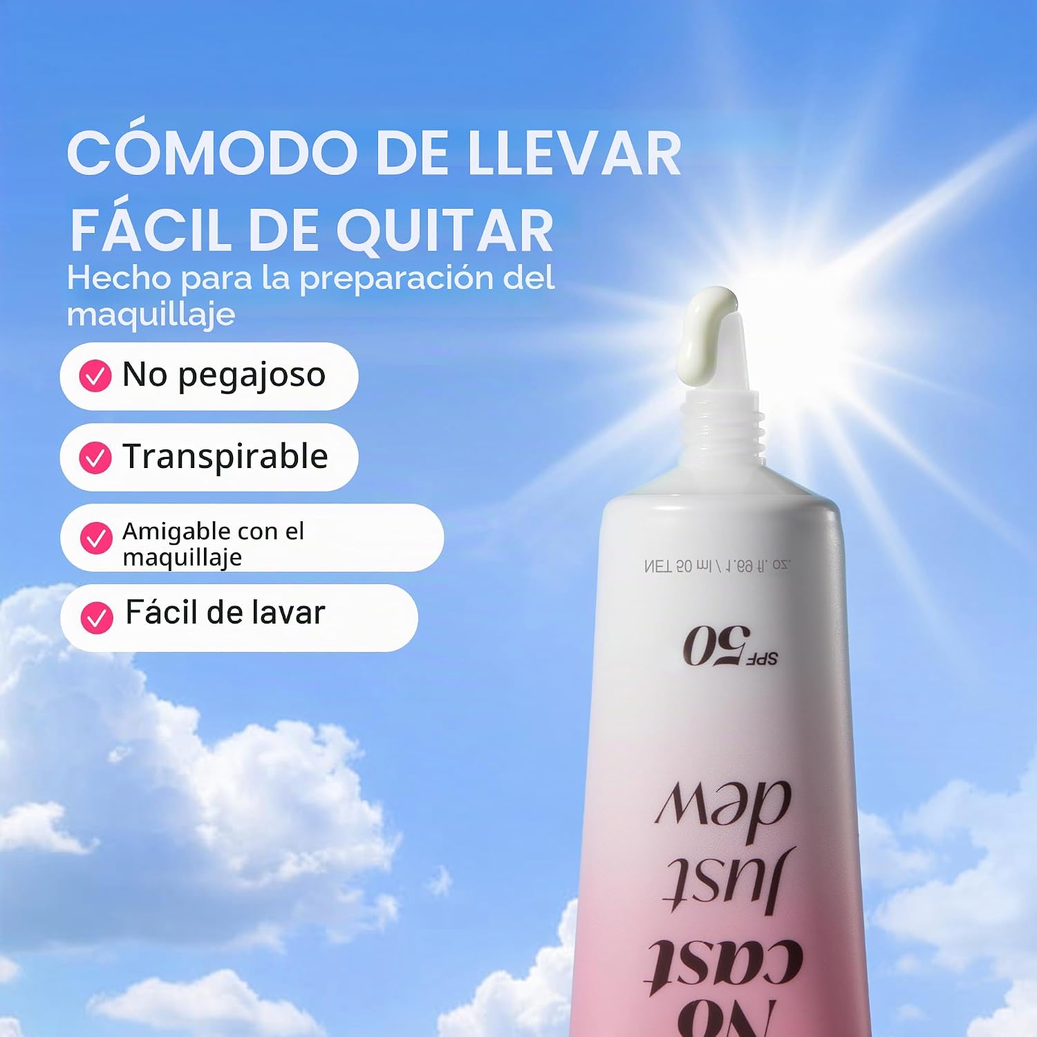 Medicube Protector  No Cast Just Dew PDRN - Suero solar hidratante UV  SPF 50