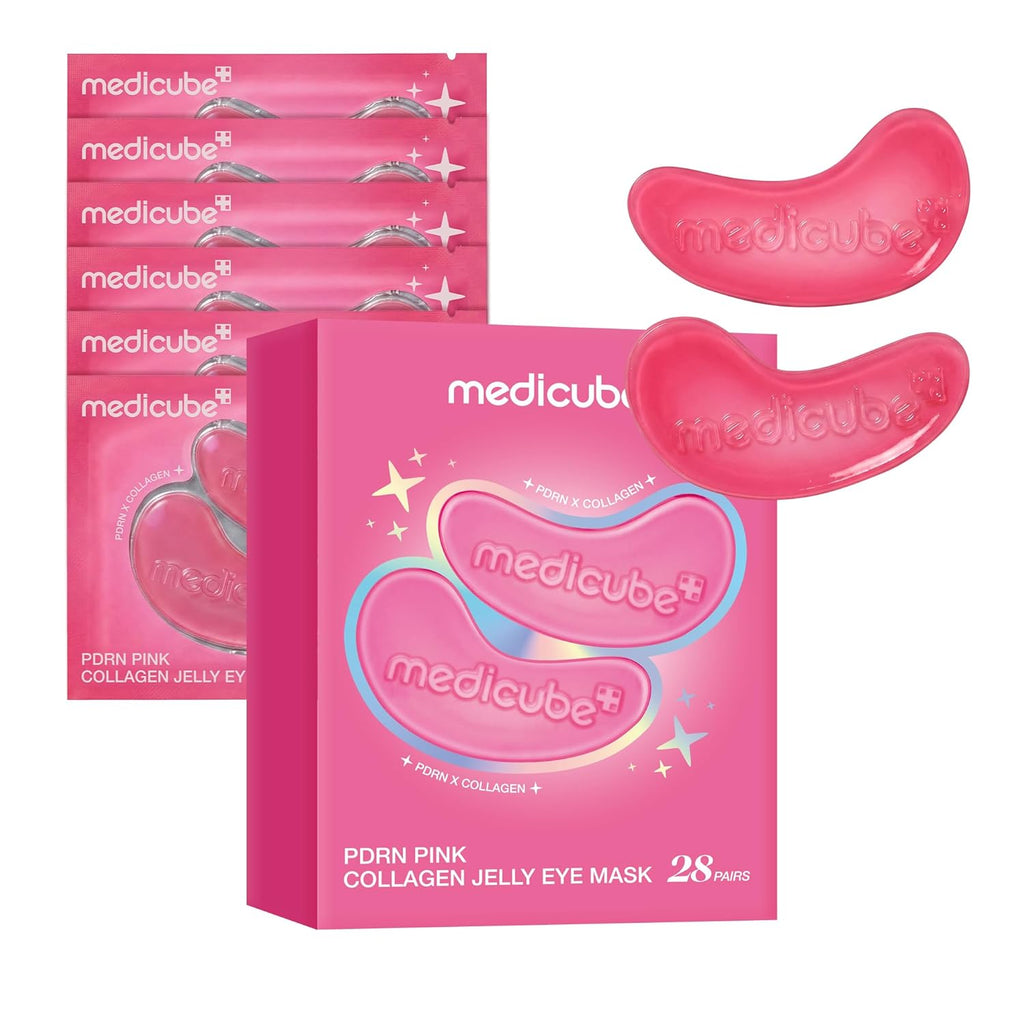 Medicube PDRN - Máscara de ojos de gelatina de colágeno rosa | Parches de hidrogel para ojos con PDRN, colágeno, NAD