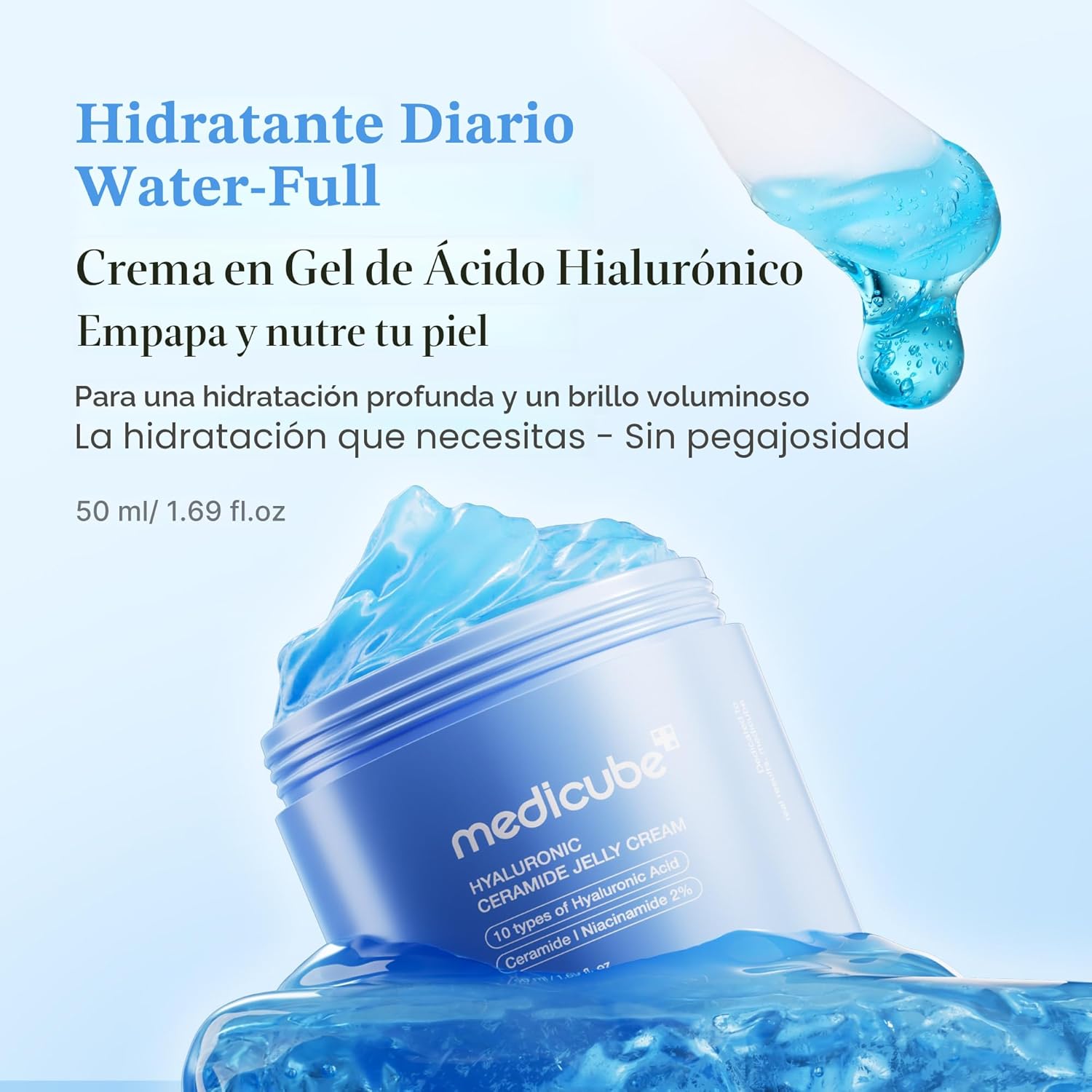Medicube Crema en Gel Hidratante de Ácido Hialurónico | Hidratante Diario para Todo Tipo de Piel