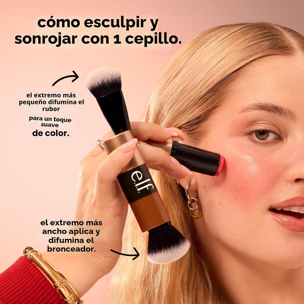 Elf Brocha -  Crema Blush & Bronzer Duo Brush 2 en 1