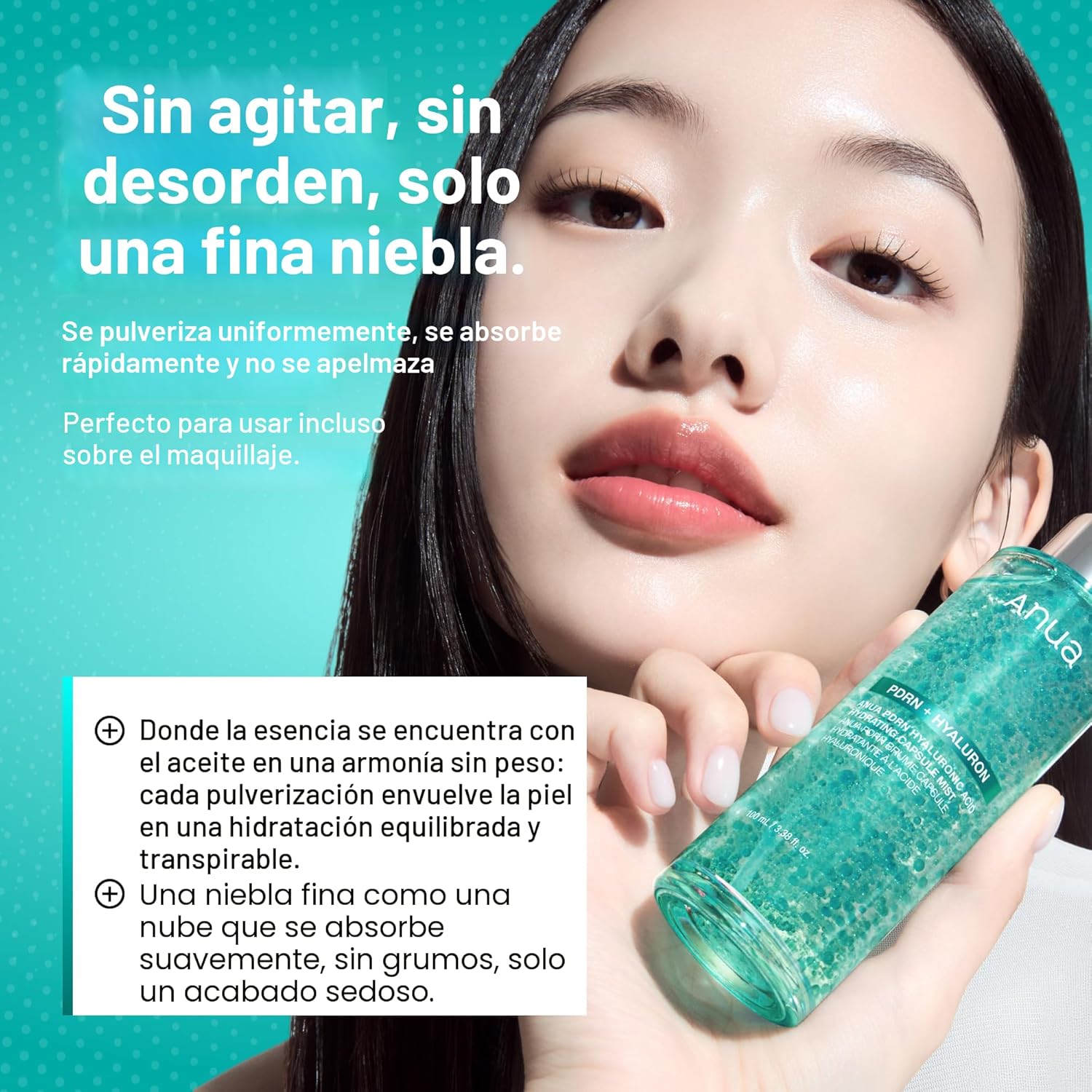 Anua PDRN - Suero facial en aerosol con brillo de colágeno, niebla facial hidratante