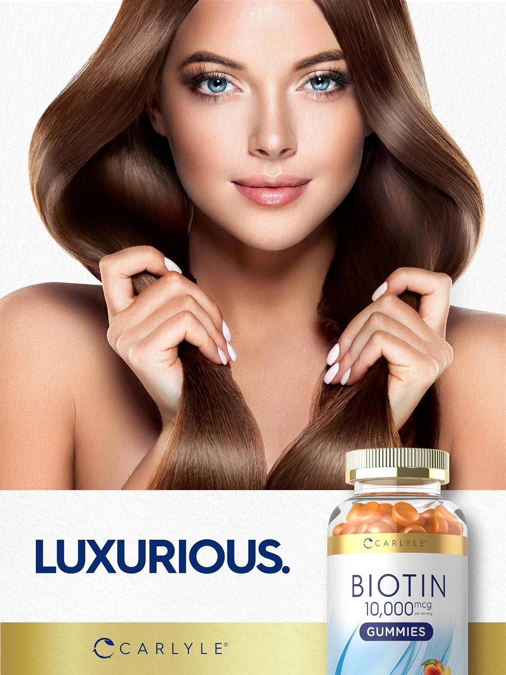 Carlyle Biotina 10000mcg Gummies | 100 unidades | Suplemento sabor melocotón | Vegano, sin OMG, sin gluten