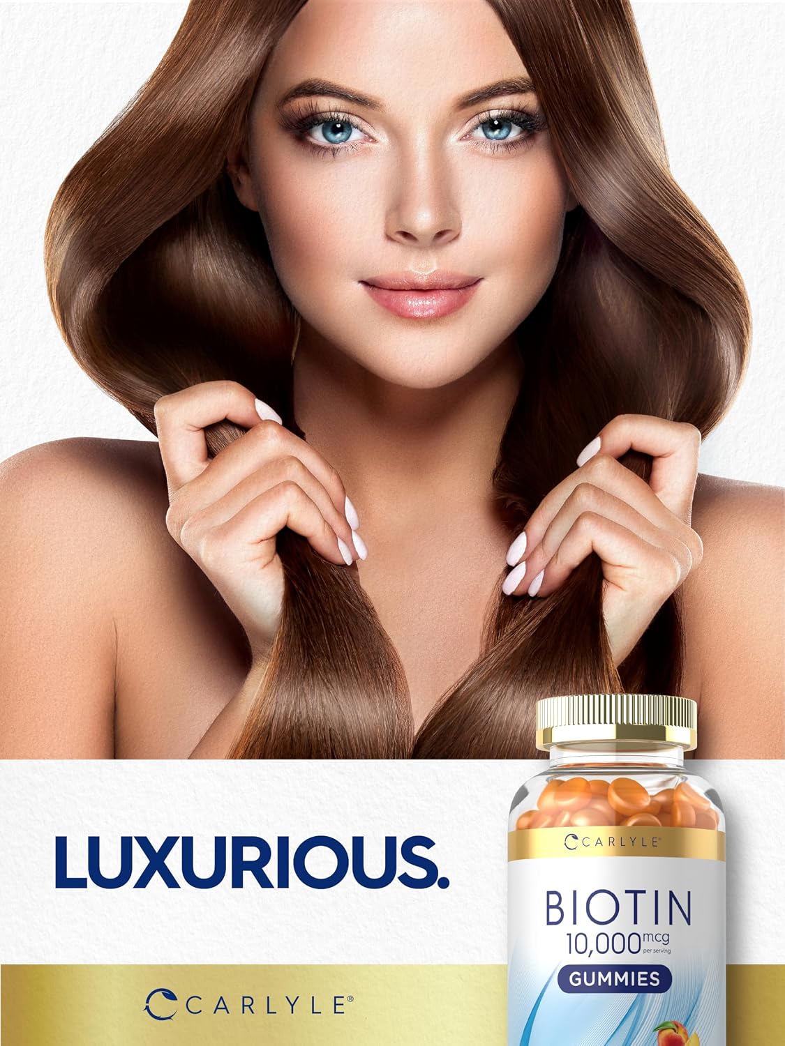 Carlyle Biotina 10000mcg Gummies | 100 unidades | Suplemento sabor melocotón | Vegano, sin OMG, sin gluten