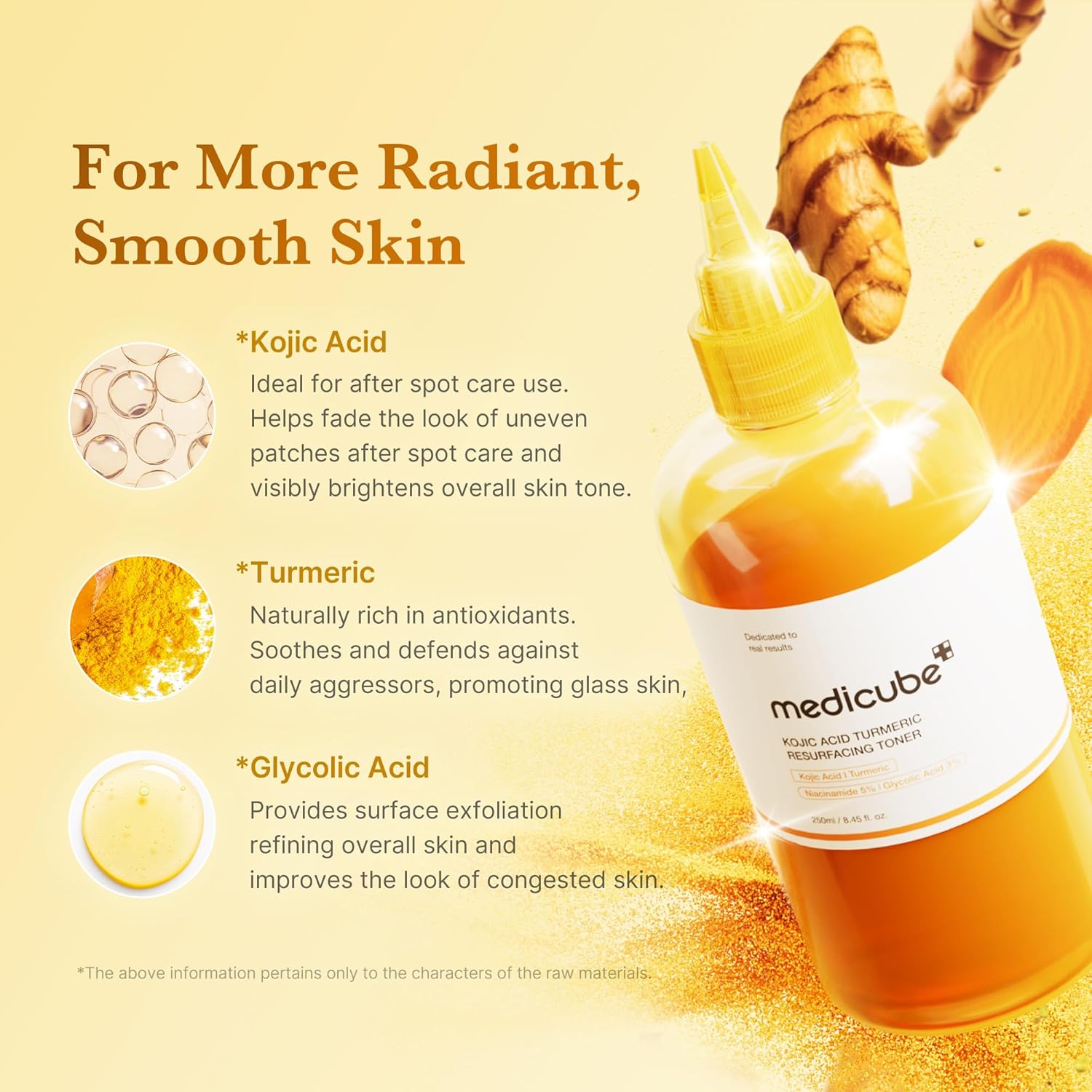 Medicube Tónico suavizante aclarante  - cúrcuma  ácido kójic - àcido glicolico- niacinamide