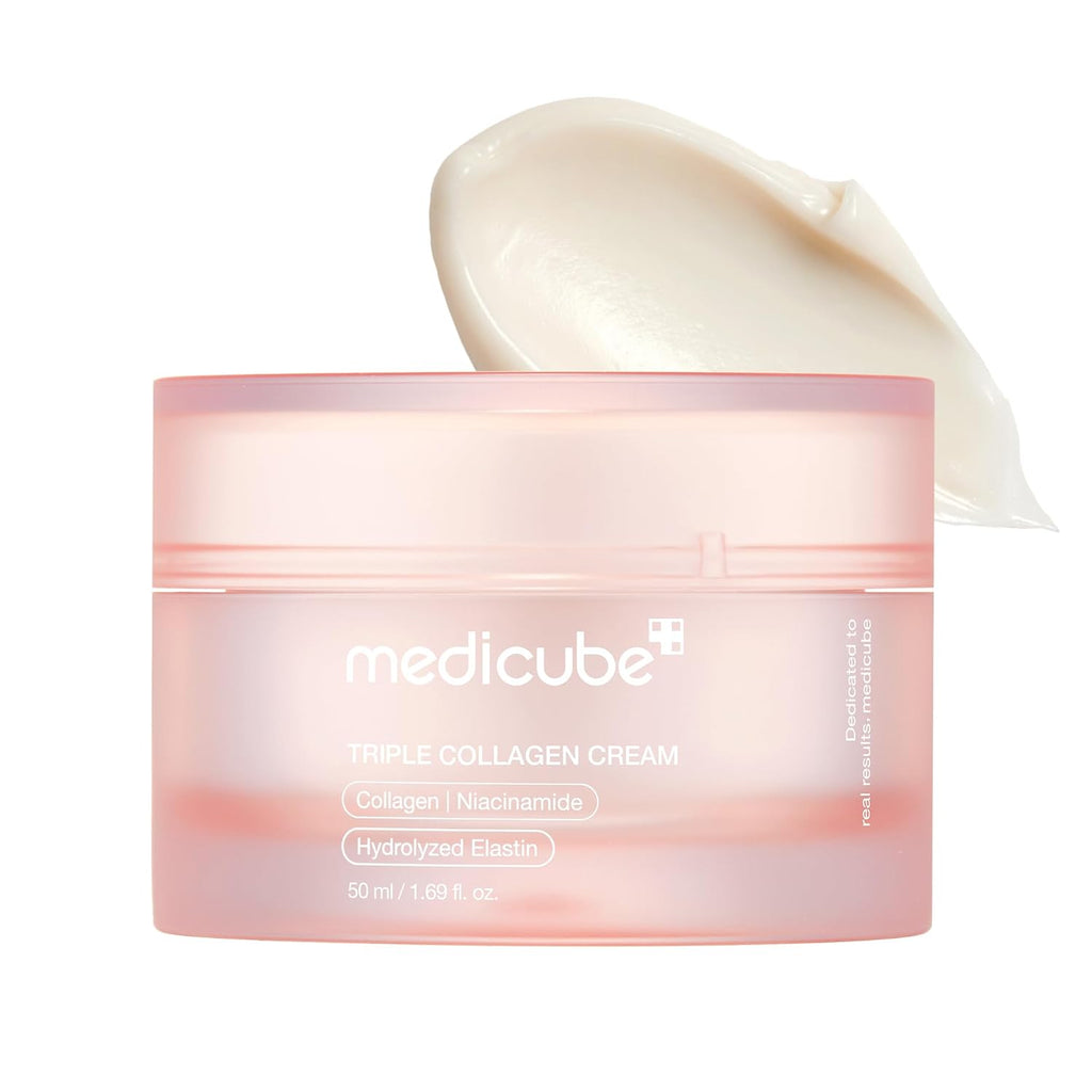 Medicube Crema de Colágeno Triple – Crema Hidratante y Reafirmante con Ácido Hialurónico, Elastina Premium, Manteca de Karité