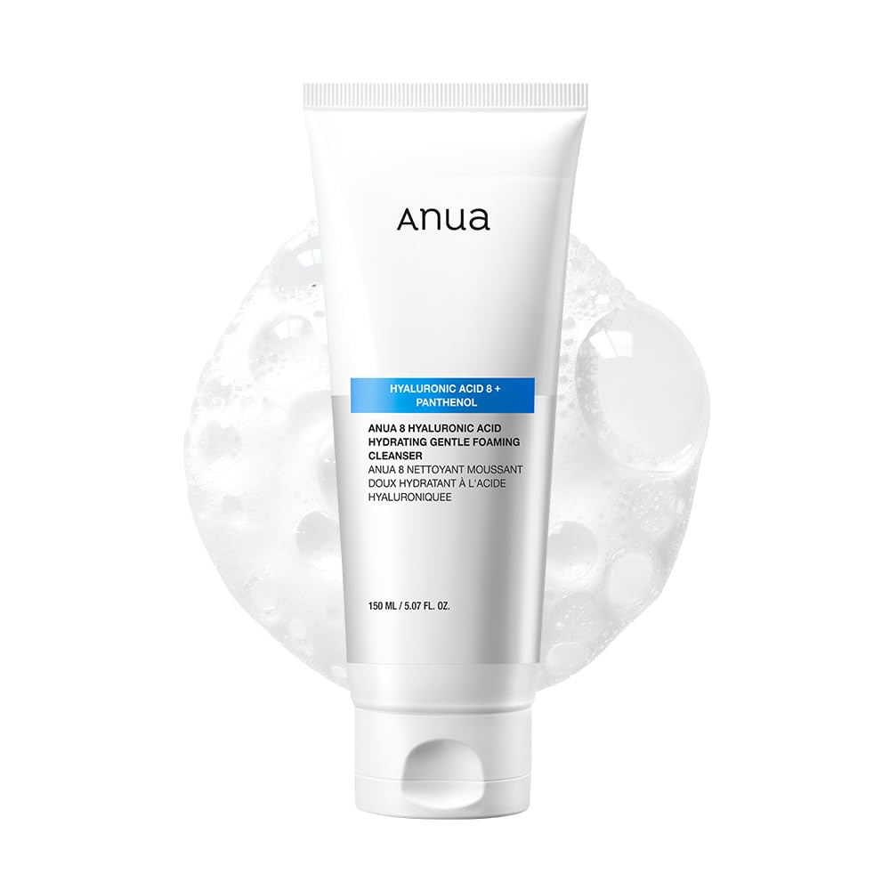 Anua - Limpiador facial hidratante de espuma suave, ácido hialurónico, glicerina, zinc, pantenol, lavado facial corean