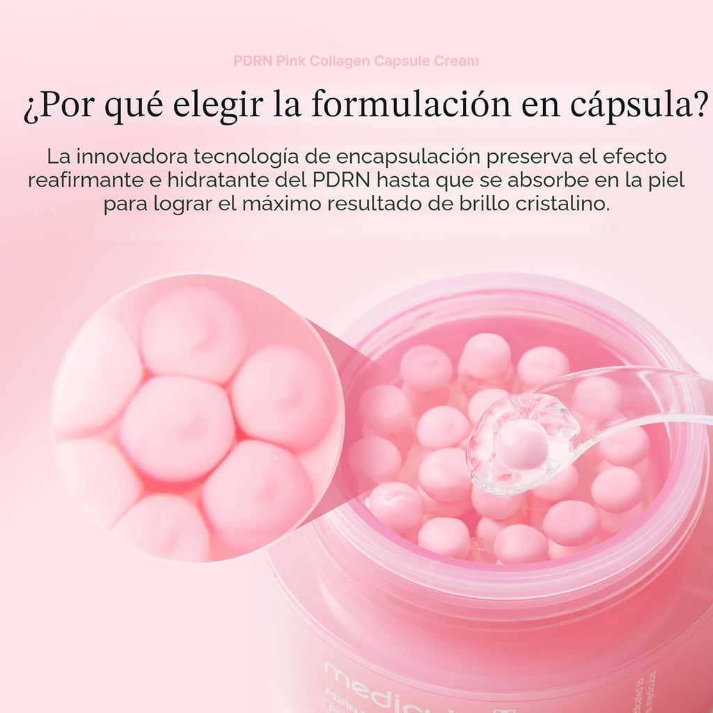 Medicube Crema cápsula con salmón ADN PDRN colágeno rosa | Crema hidratante ligera con PDRN, niacinamida