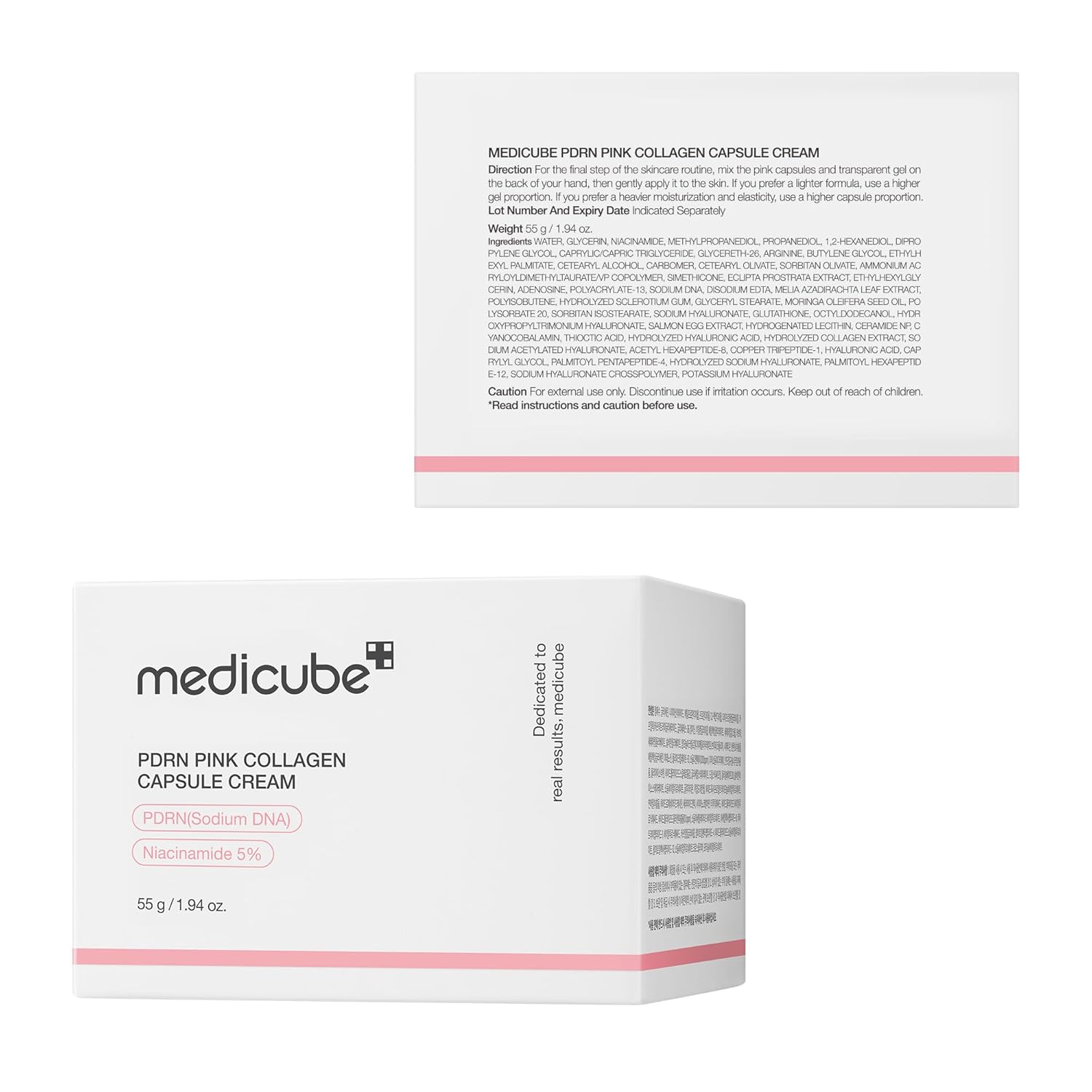 Medicube Crema cápsula con salmón ADN PDRN colágeno rosa | Crema hidratante ligera con PDRN, niacinamida