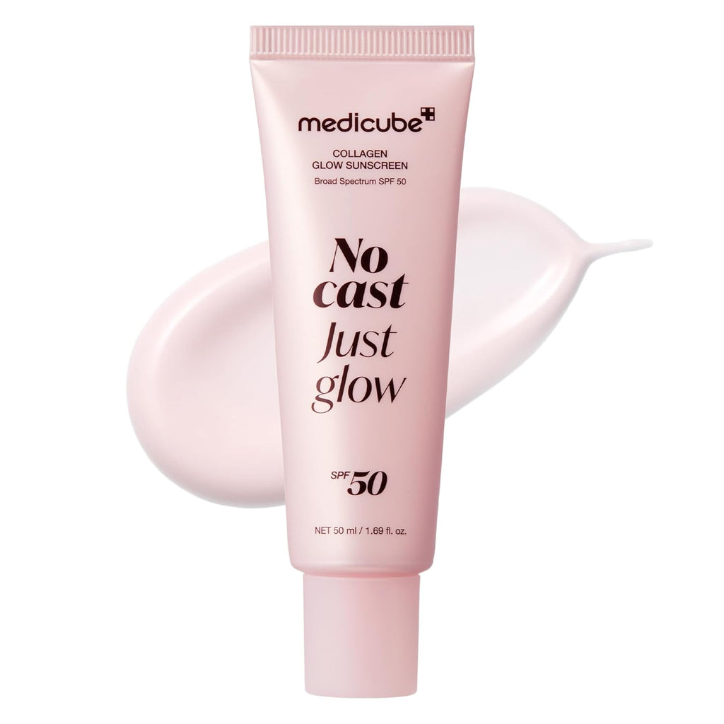 Medicube No Cast Just Glow - Protector Solar de Colágeno | Protector Solar Facial de Amplio Espectro SPF 5