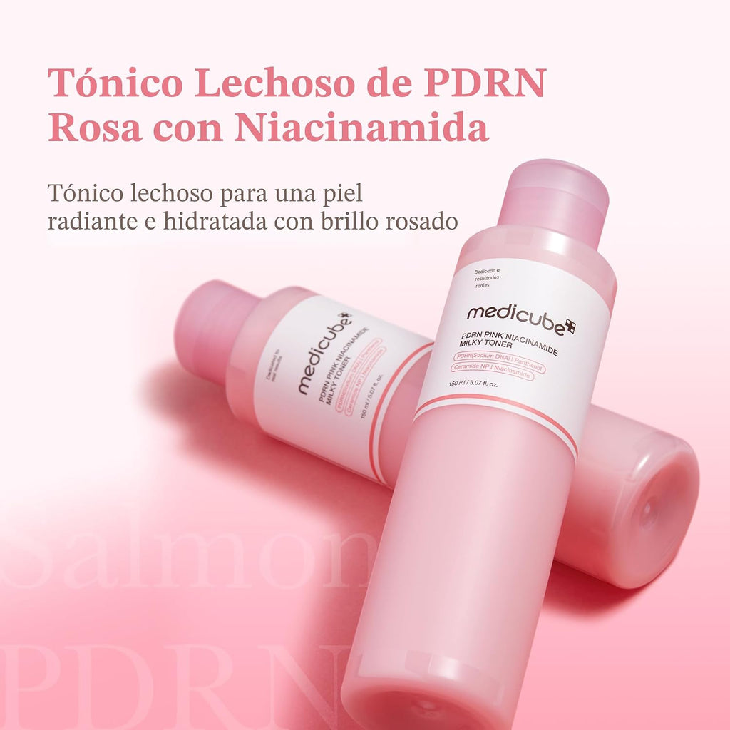 Medicube PDRN  Niacinamide -Pink Milky Toner de niacinamida rosa para hidratar, humectar, calmar, ceramida, péptido, piel con brillo cristalino, cuidado de la piel coreano | 150ml