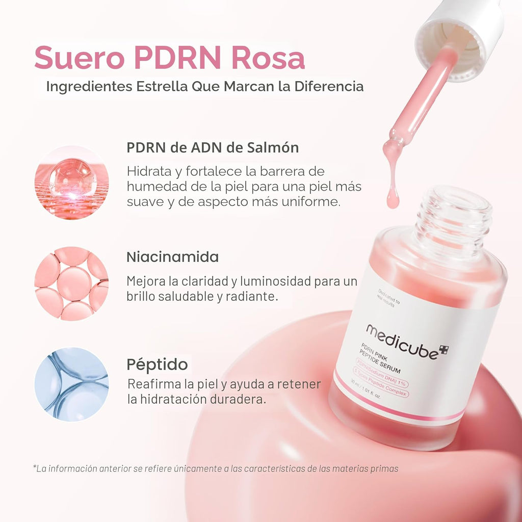 Medicube Suero de Péptidos de ADN de Salmón PDRN Rosa, péptido, niacinamida, hidratante